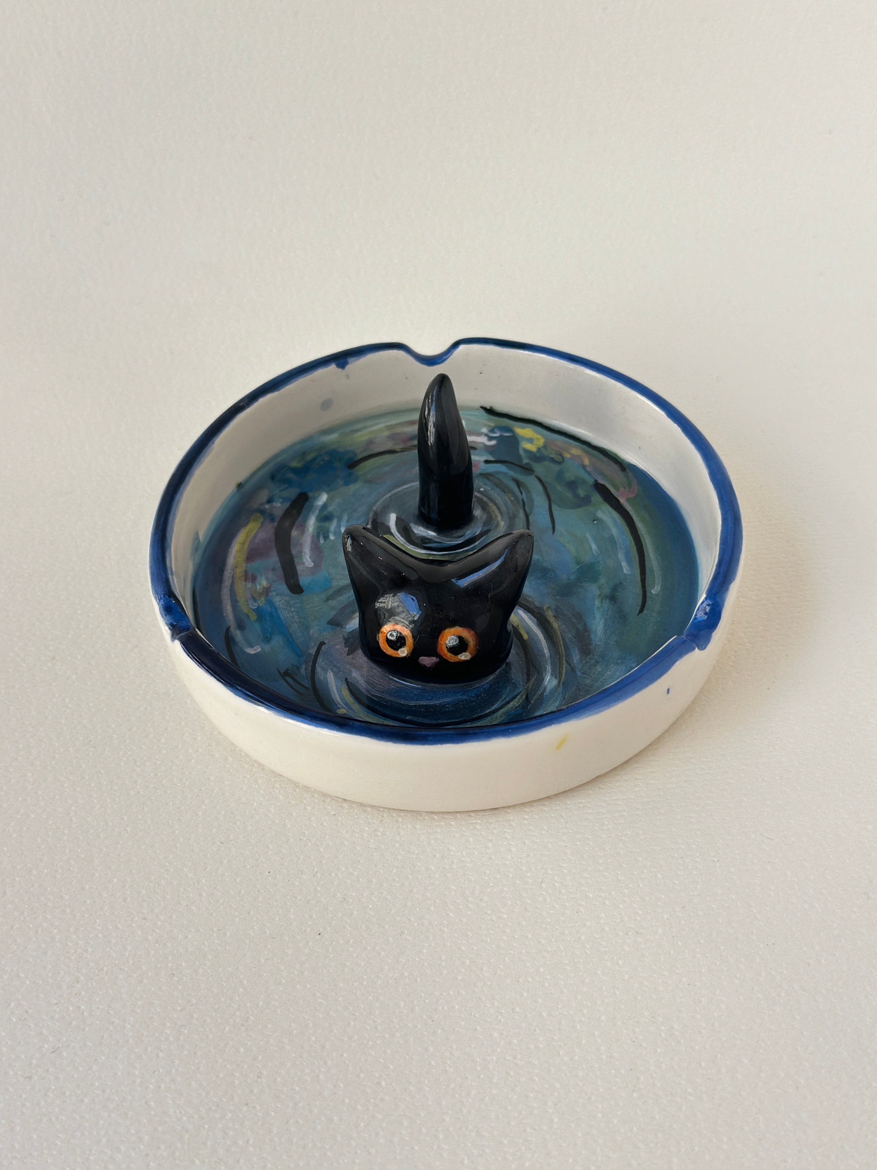 Cat handmade ashtray