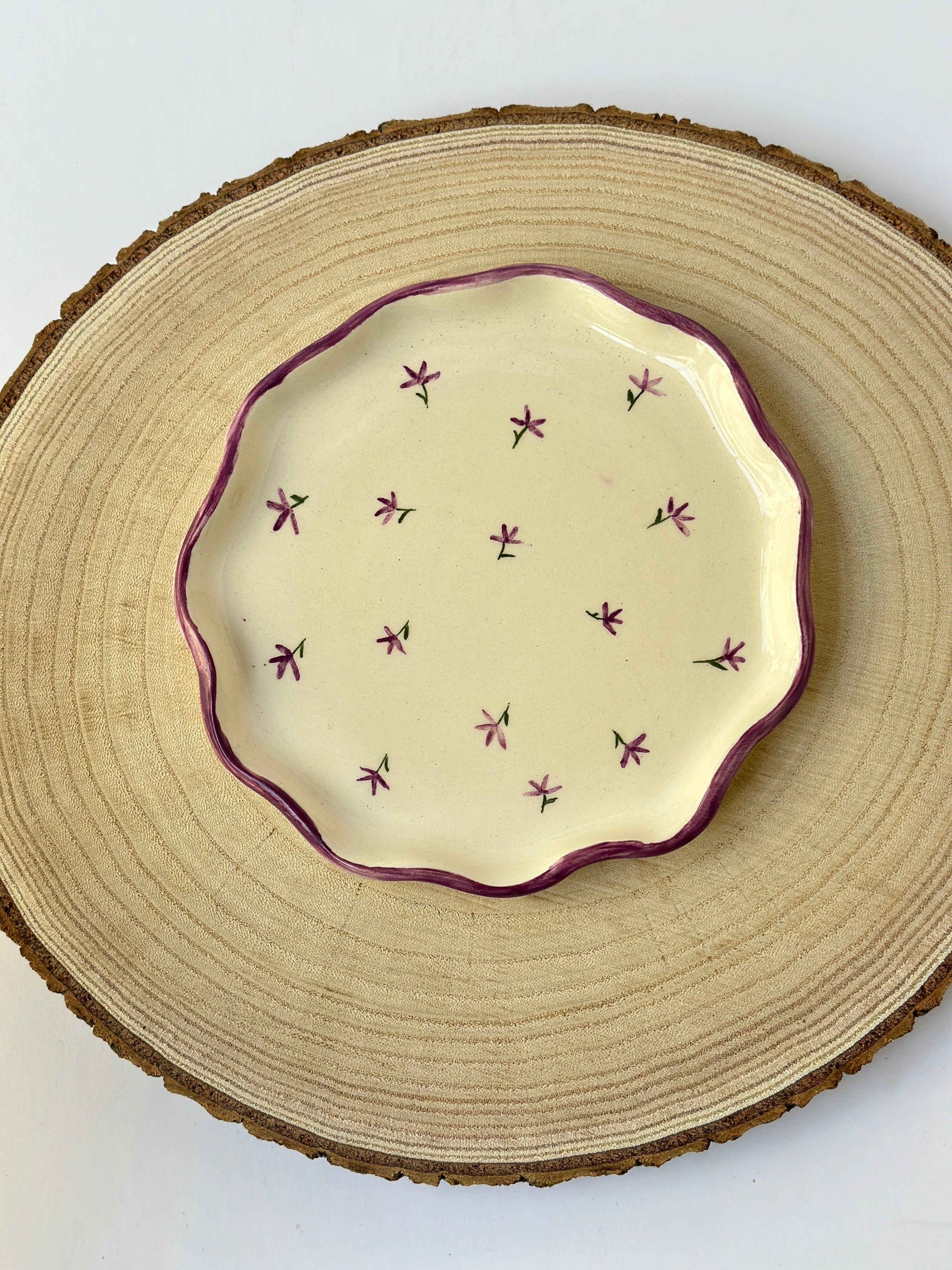 Handmade purple mug and plate