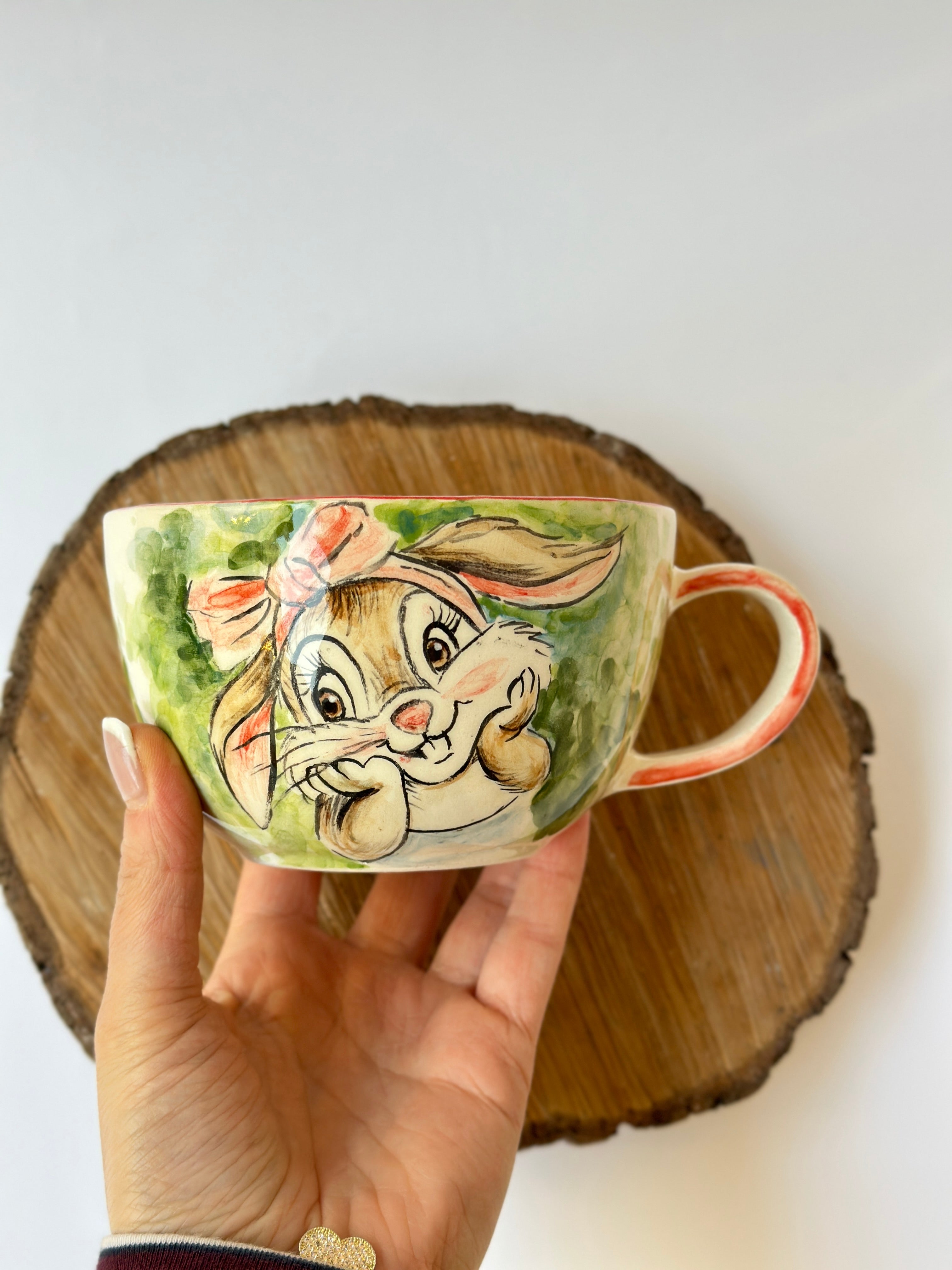 Rabbit handmade mug
