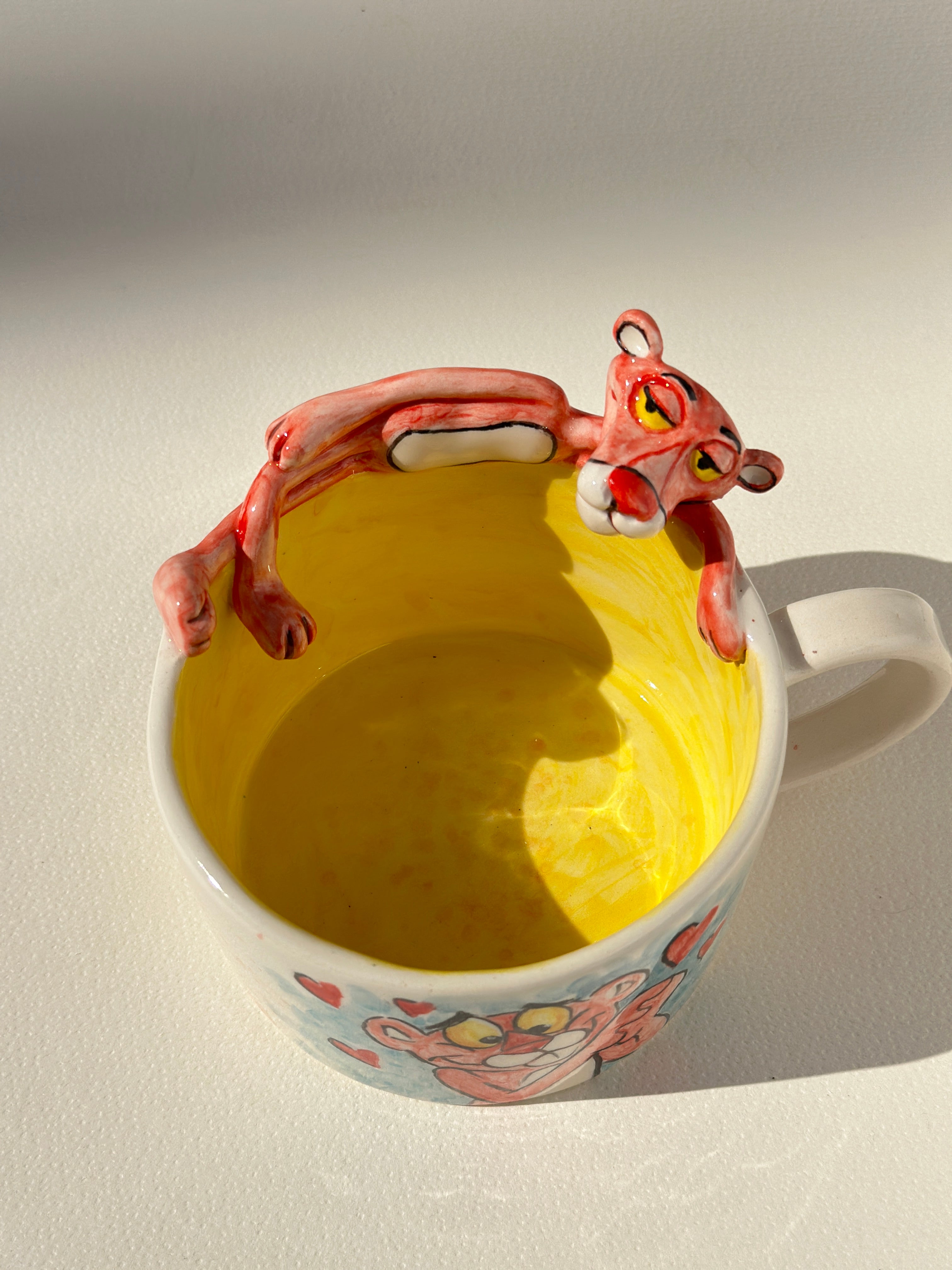 Pink Panther handmade mug
