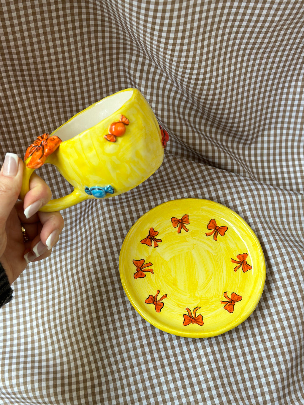 Confection handmade mug and plate