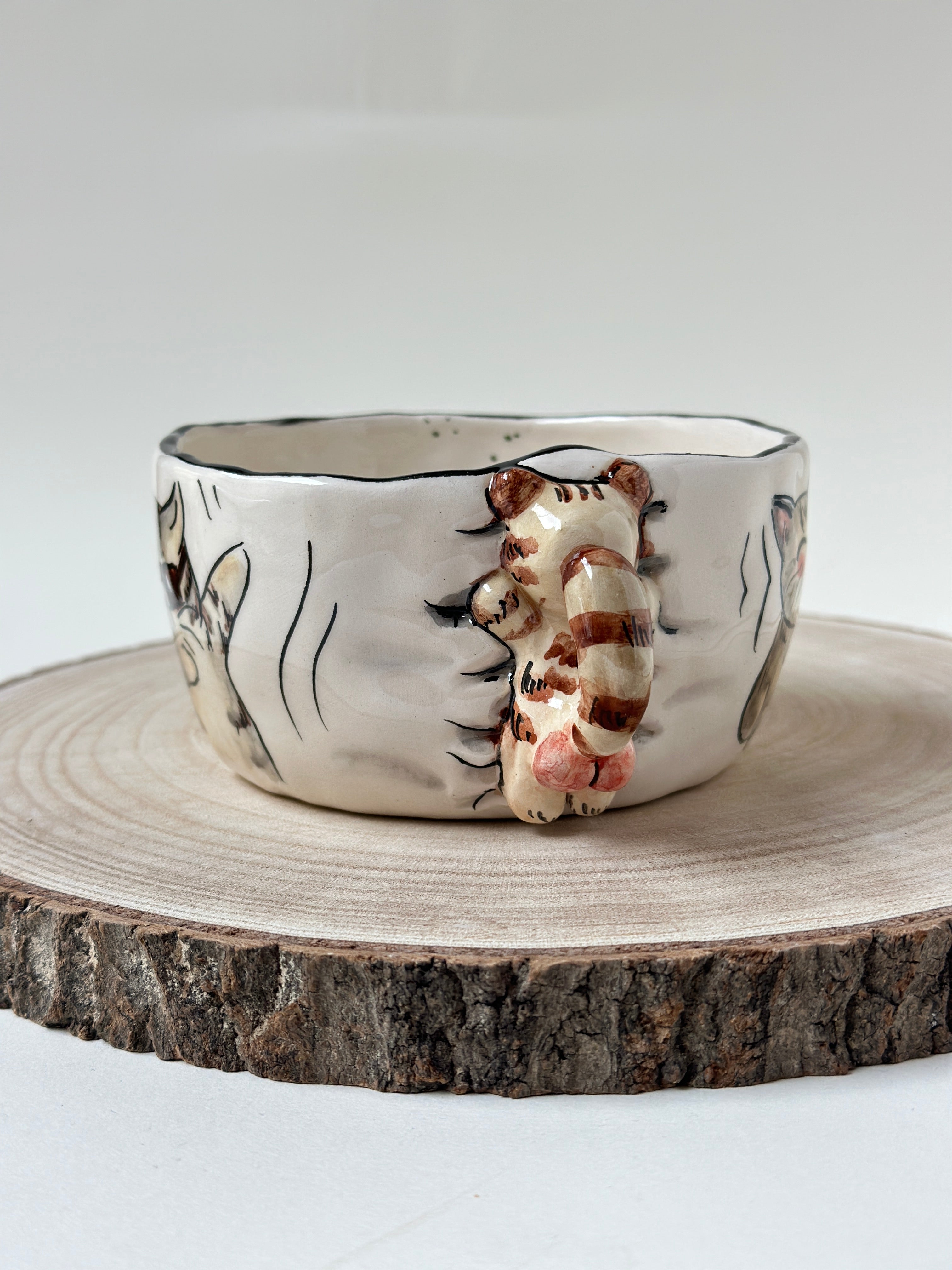 Cat handmade bowl