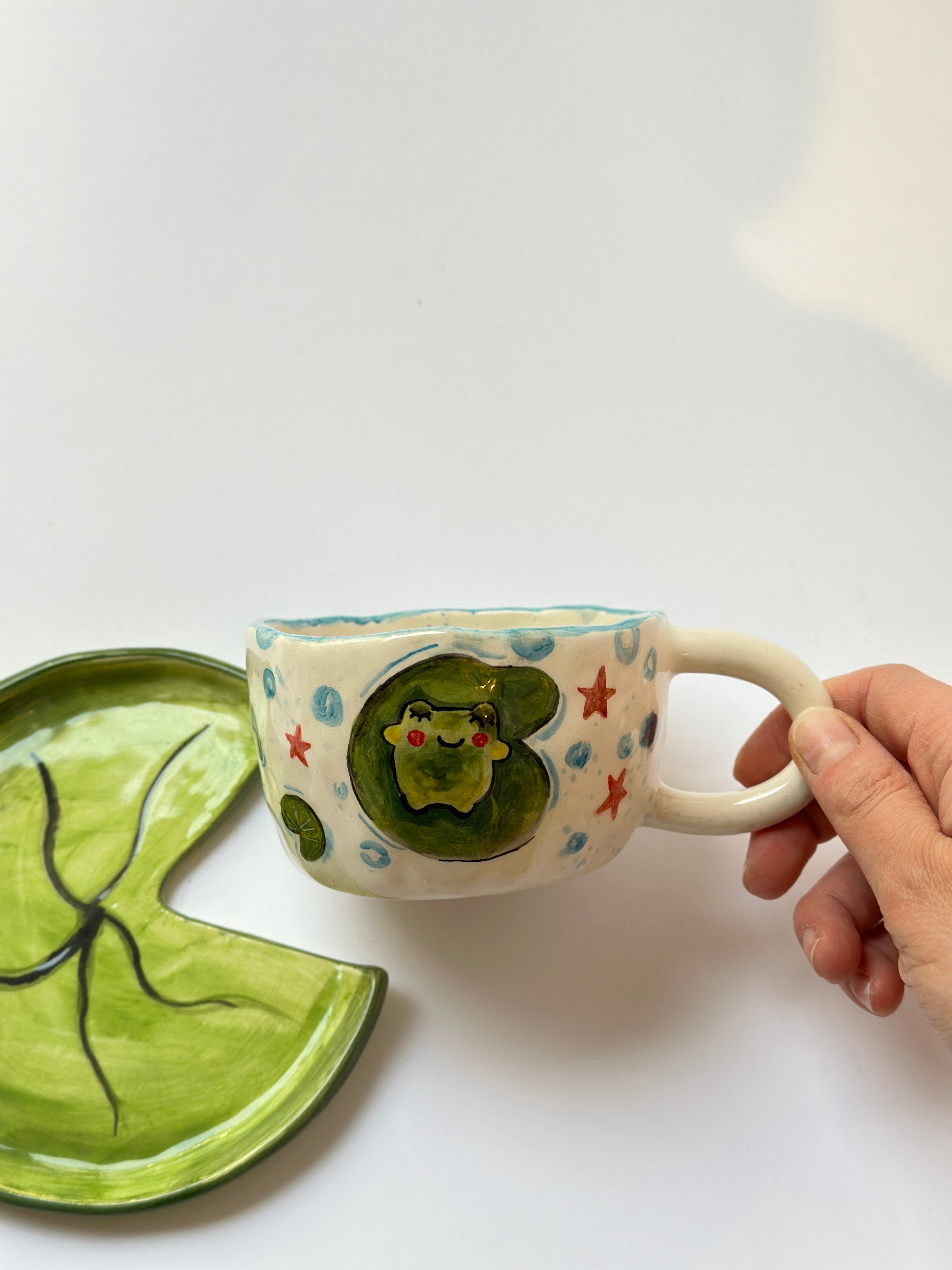 Frog handmade cup and plate