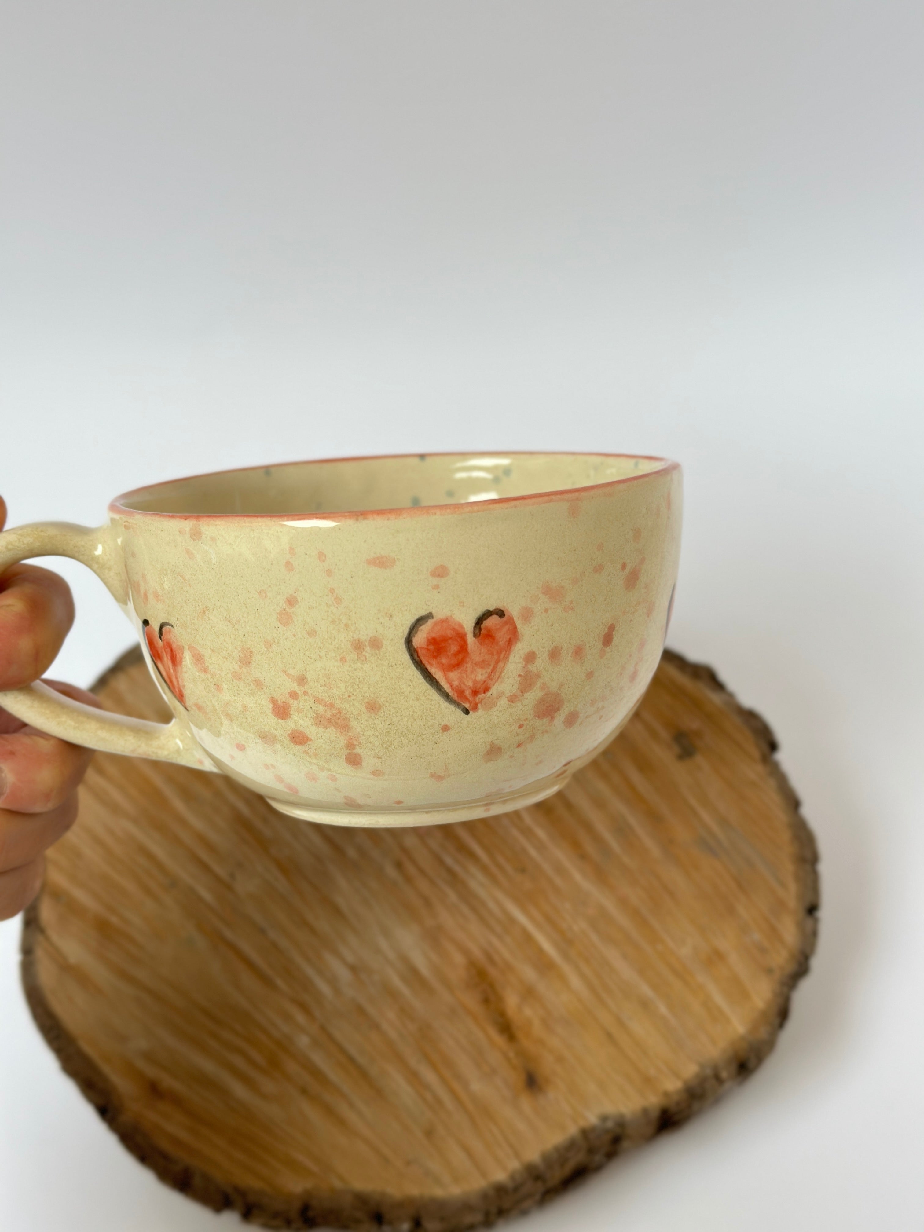 Stitch pink handmade mug