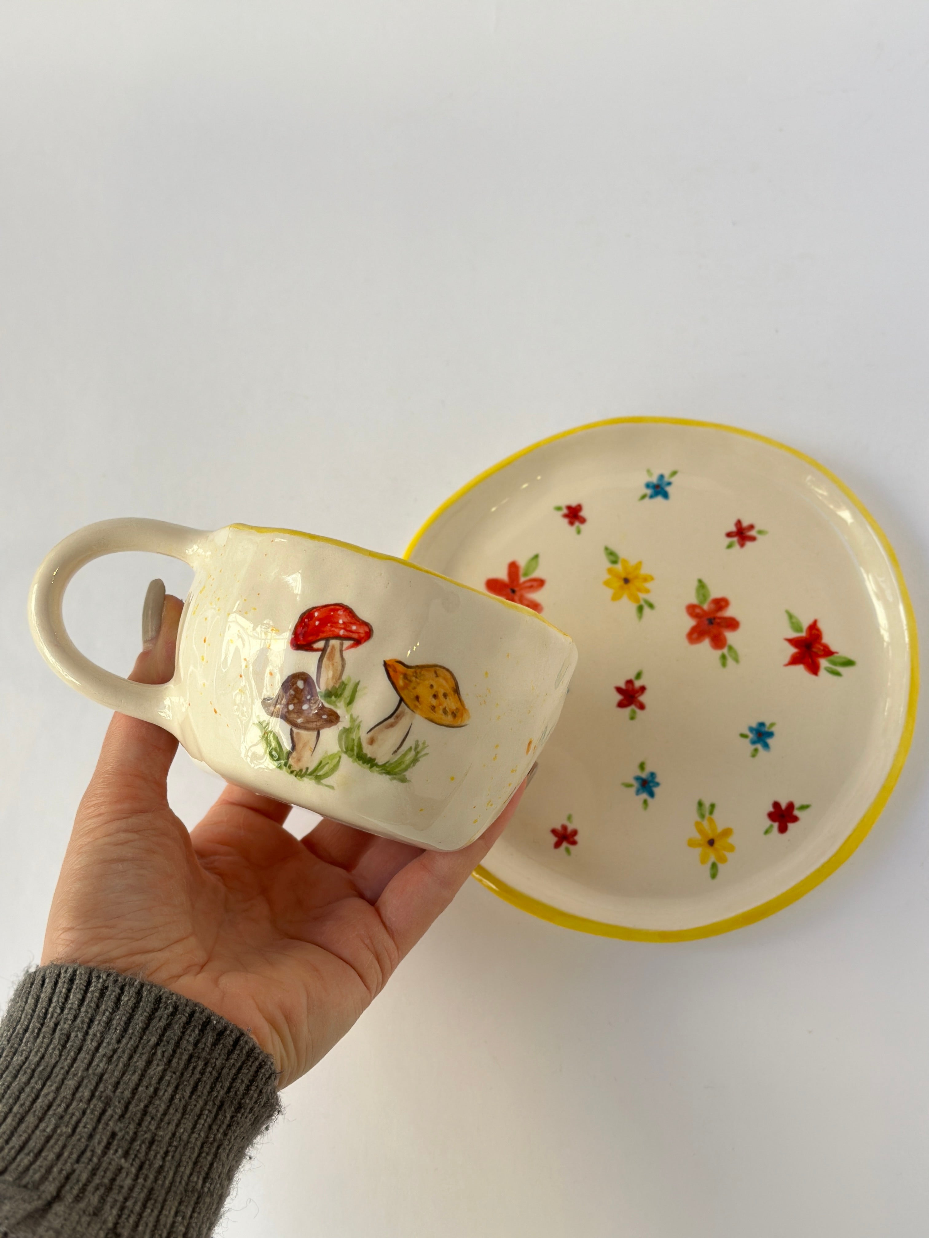 Sheep handmade mug and plate