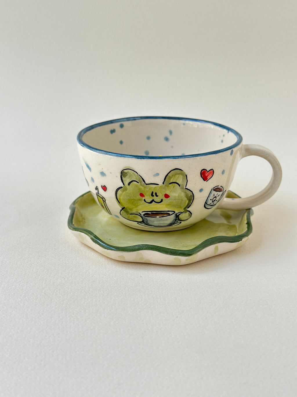 Frog handmade mug and plate