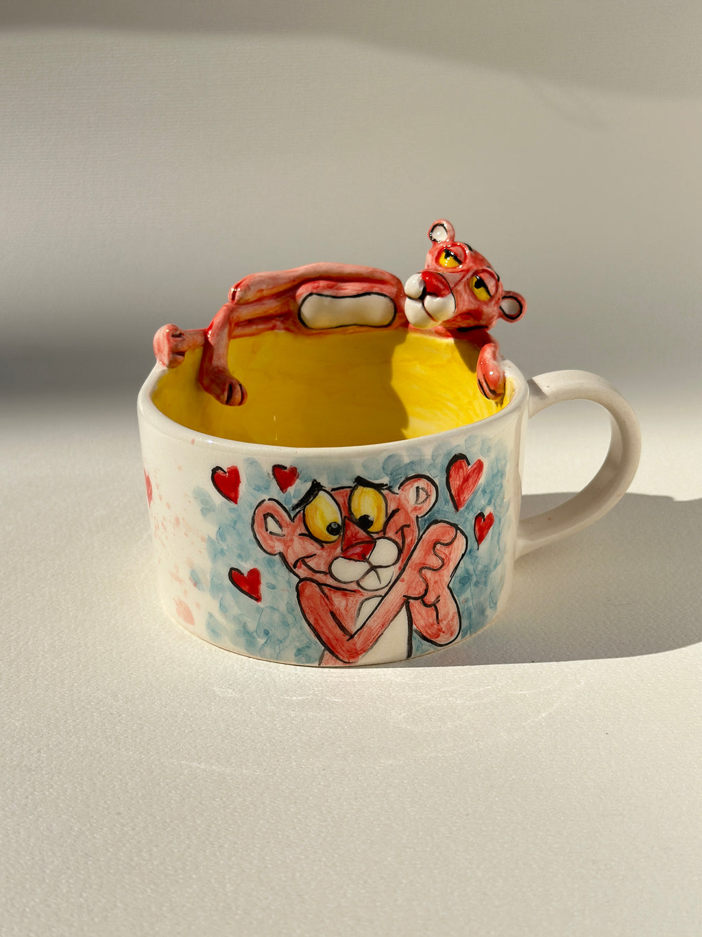 Pink Panther handmade mug