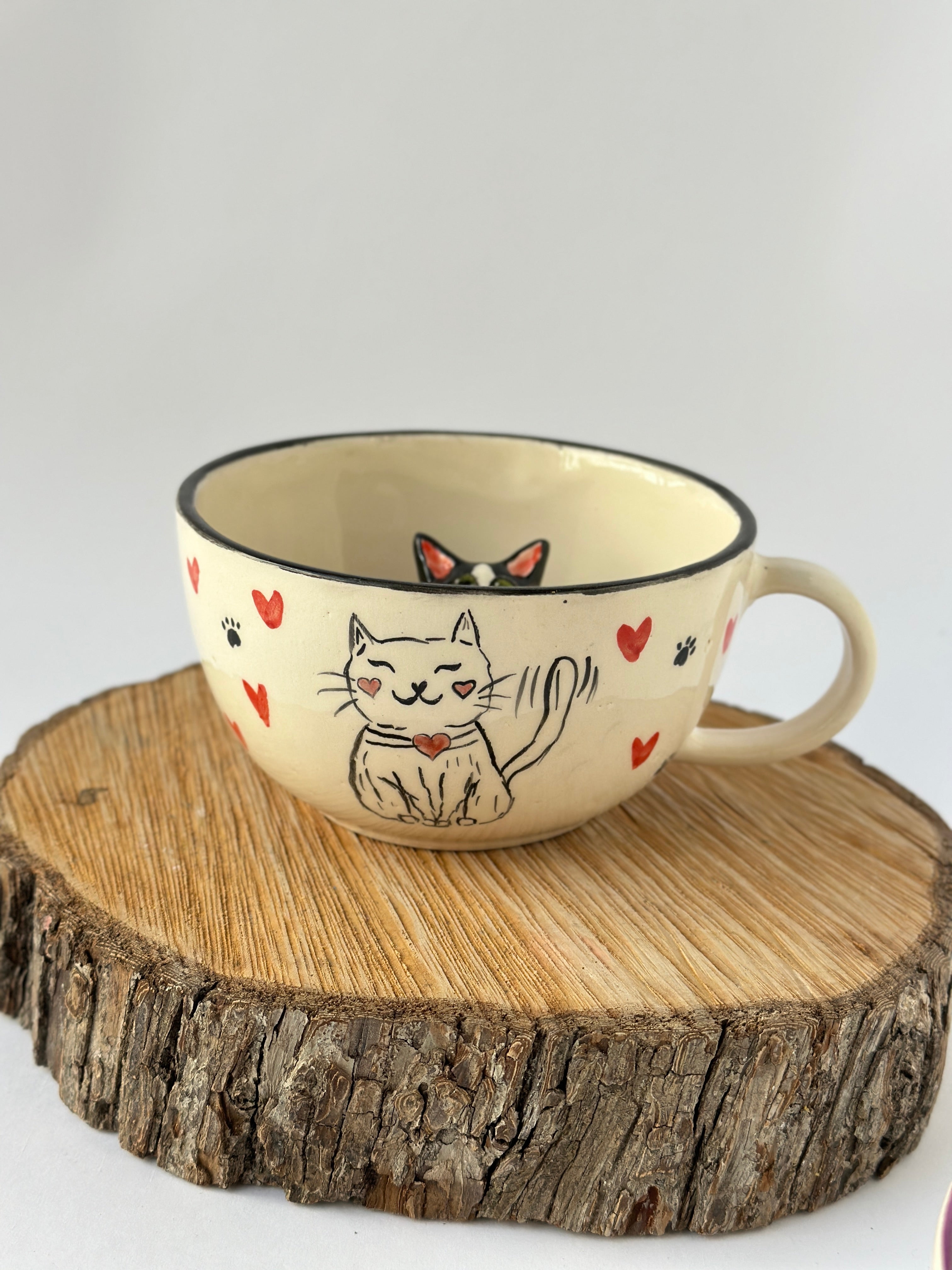 Cat mug handmade
