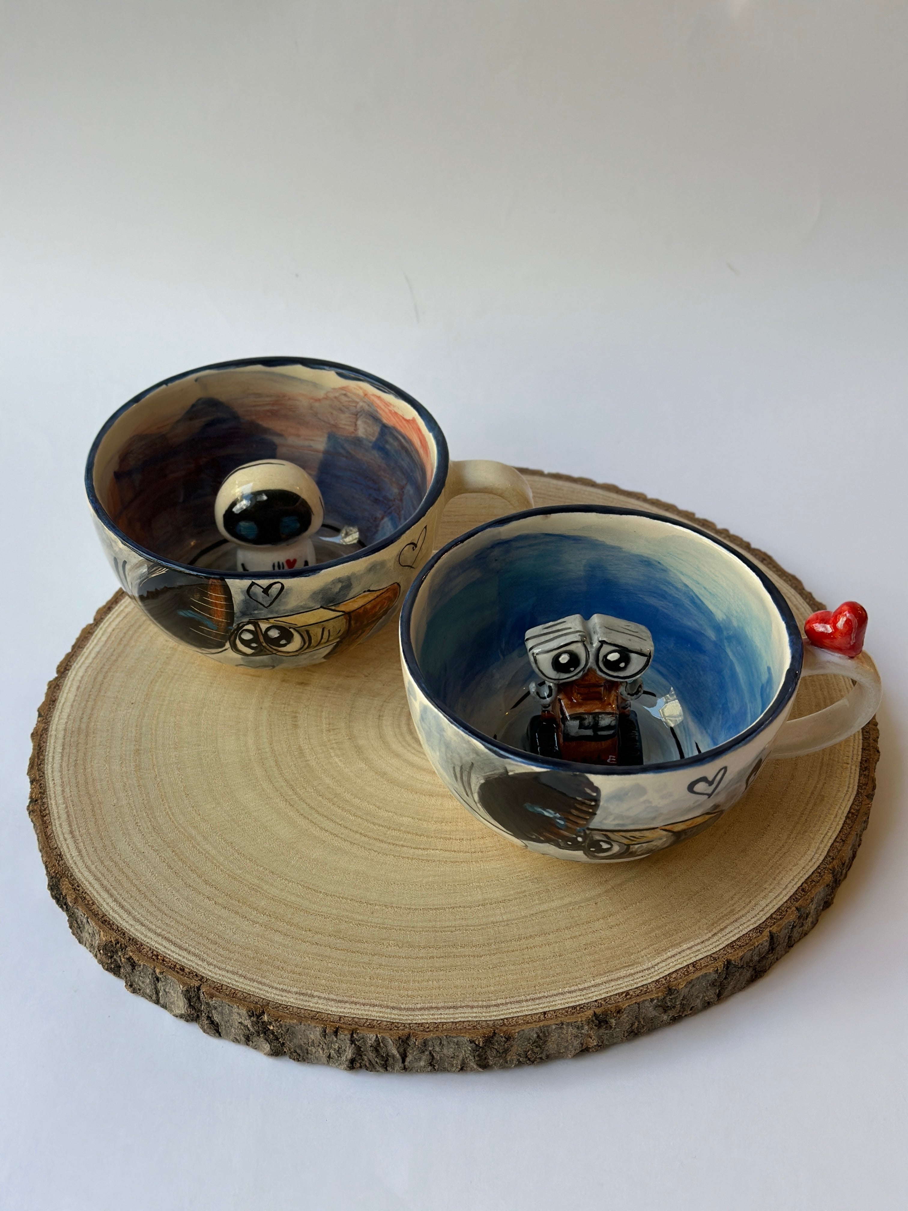 WALL-E handmade couple mugs
