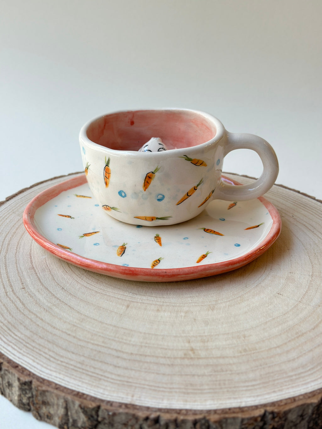 Rabbit handmade mug and plate