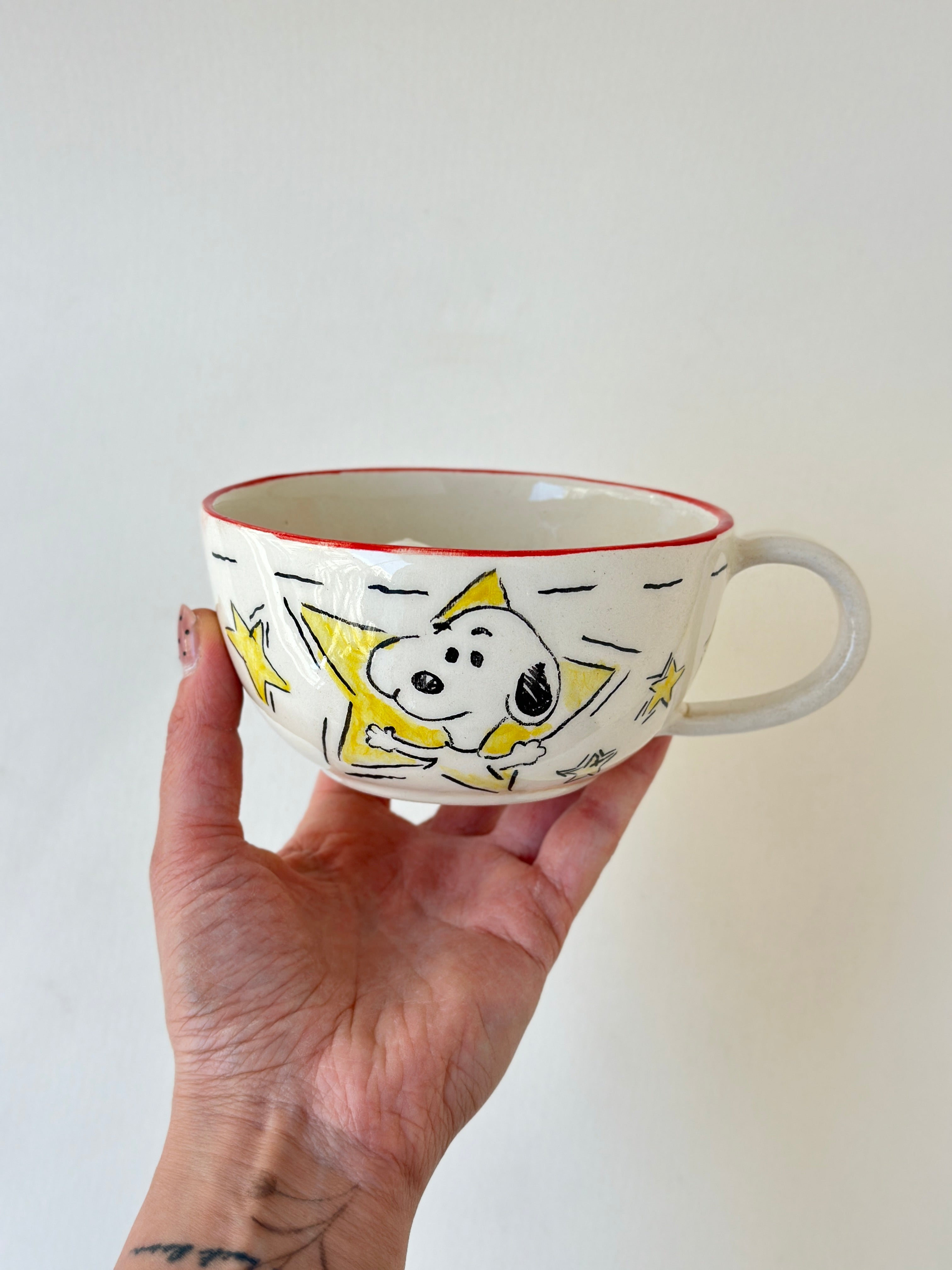 White dog handmade mug