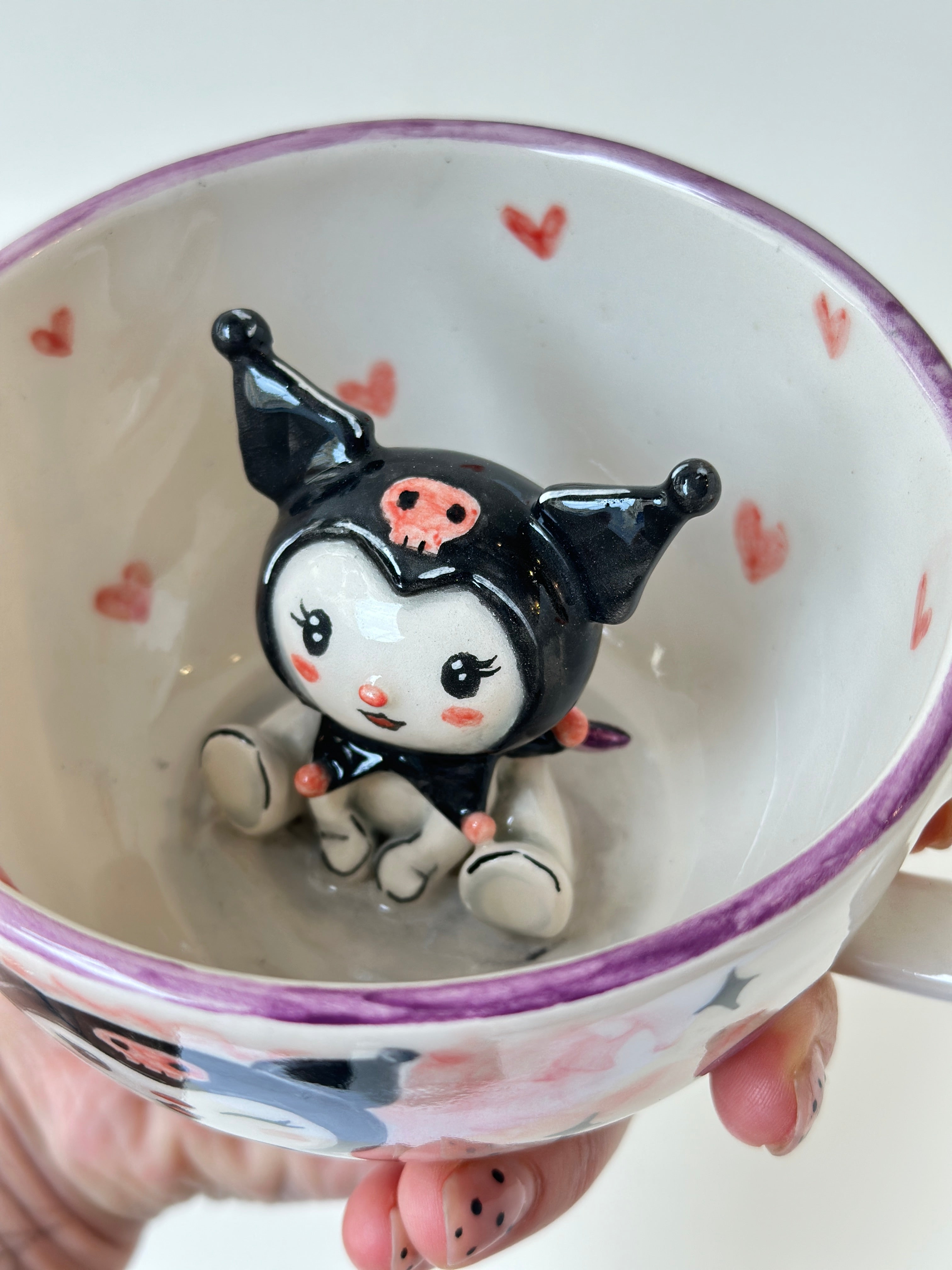 Black cat witch a black hat handmade mug