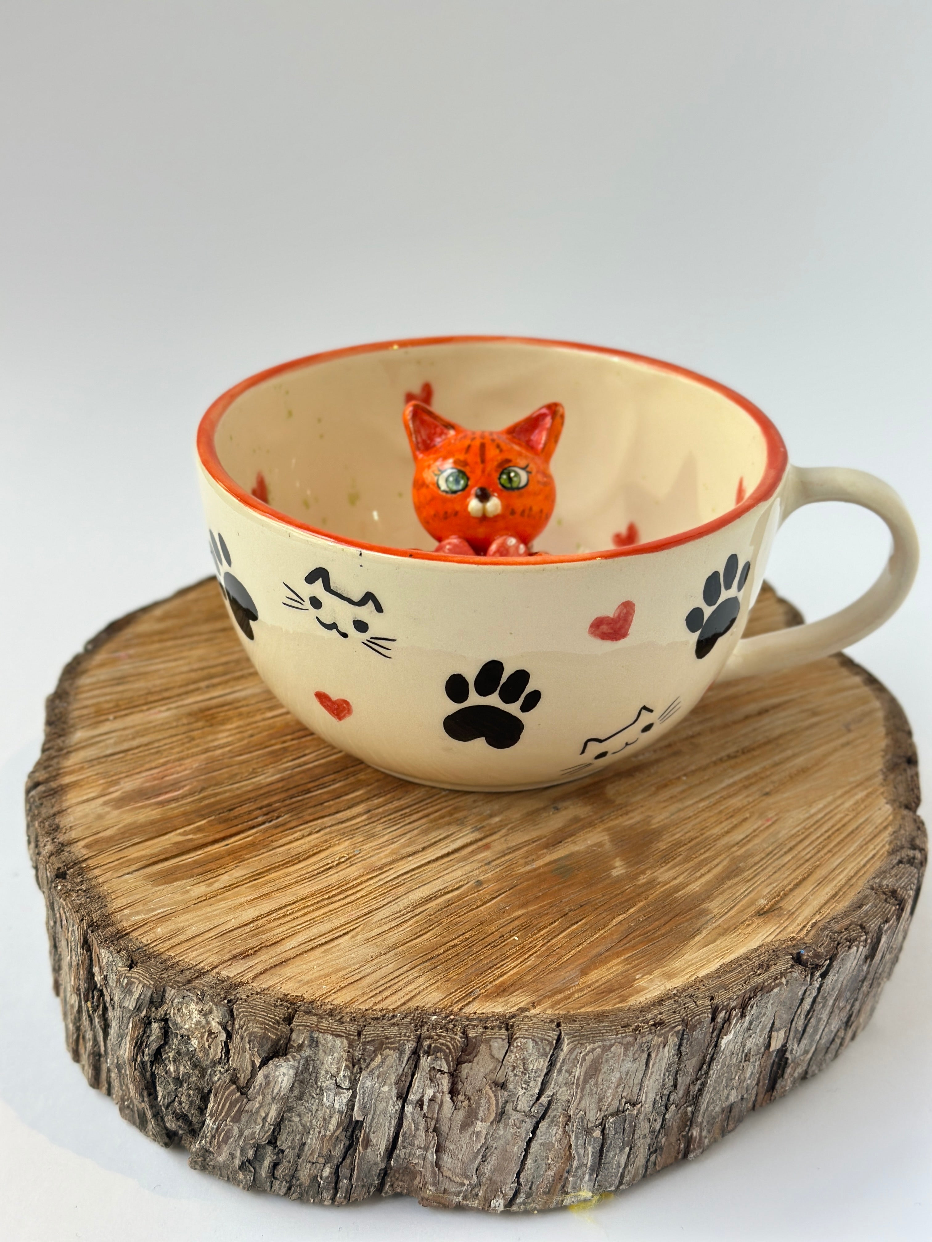 Cat mug handmade