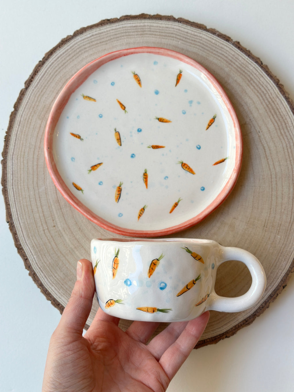 Rabbit handmade mug and plate