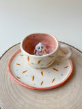 Rabbit handmade mug and plate