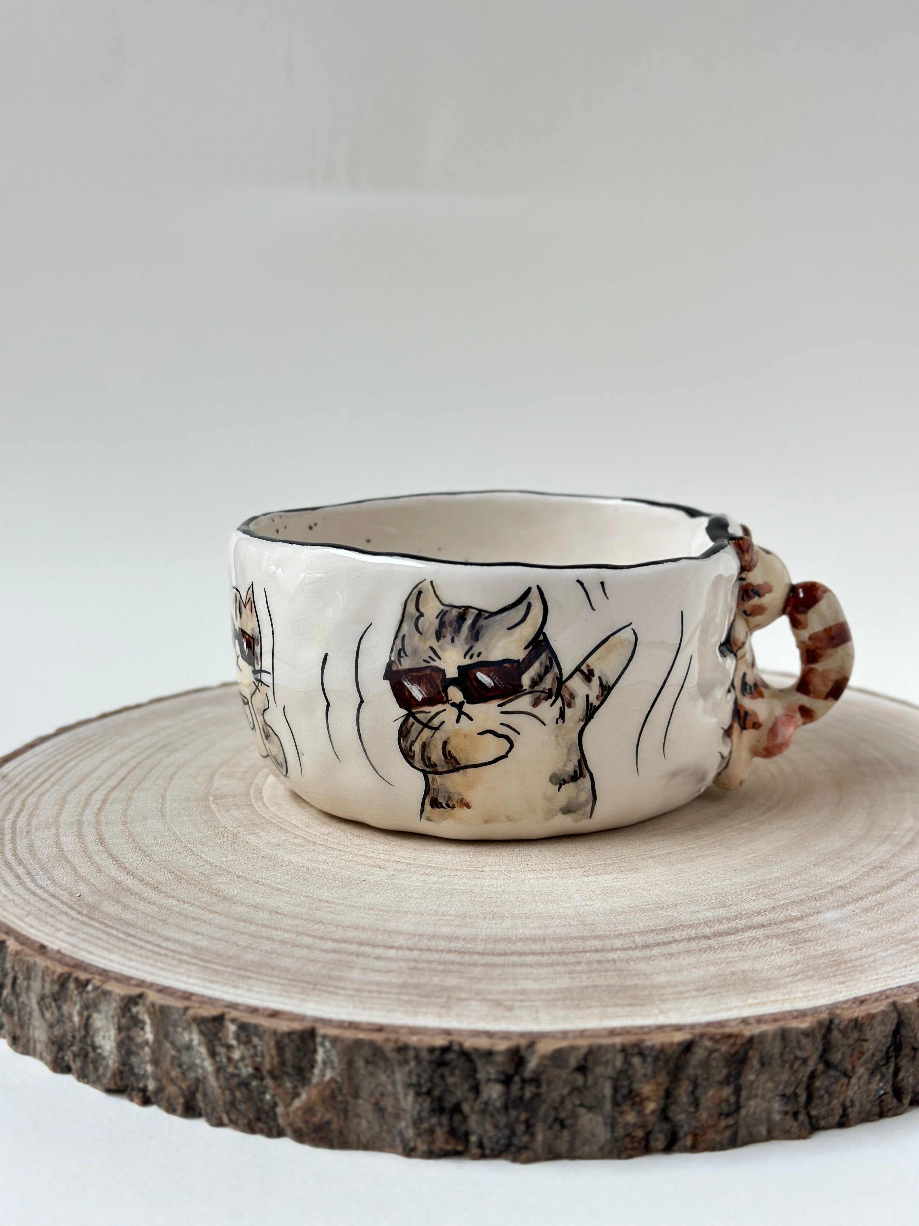 Cat handmade bowl