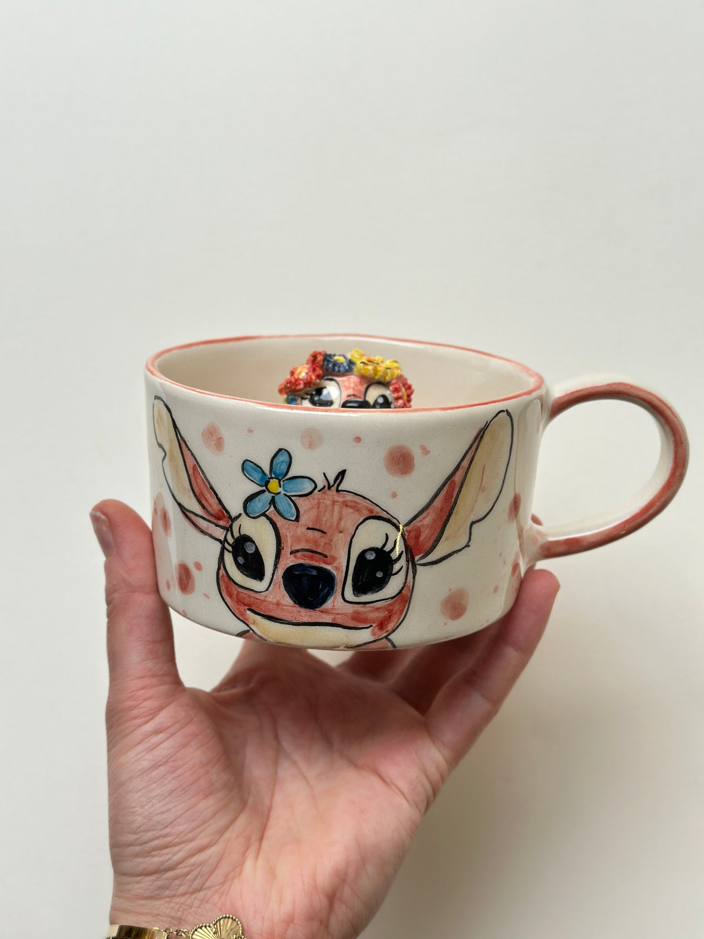 Pink Stitch handmade mug