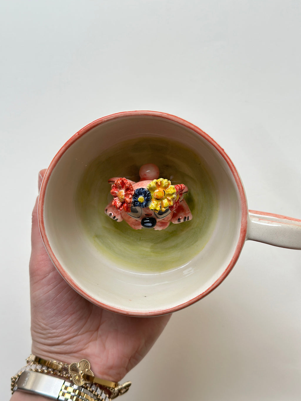 Pink Stitch handmade mug