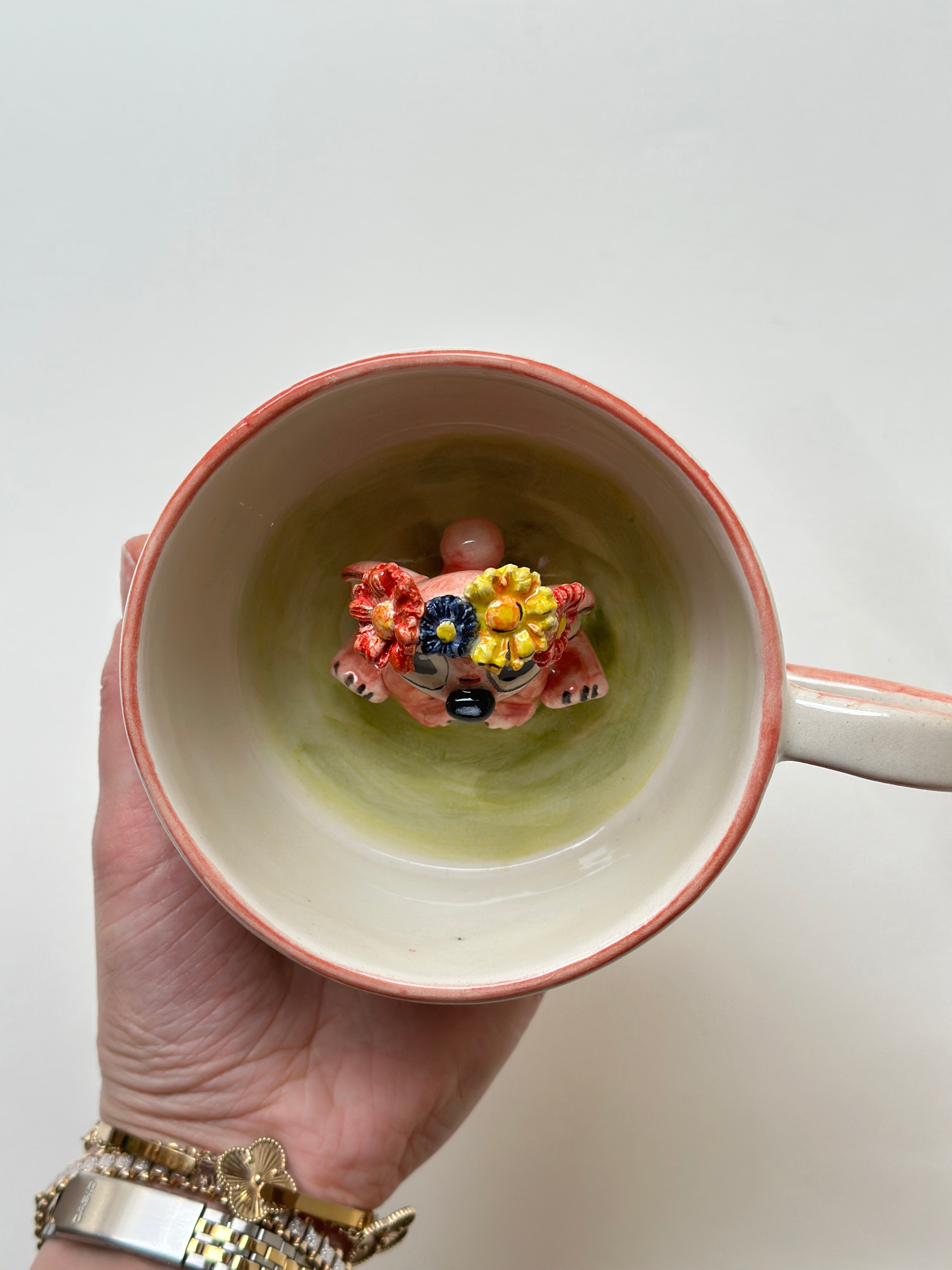 Pink Stitch handmade mug