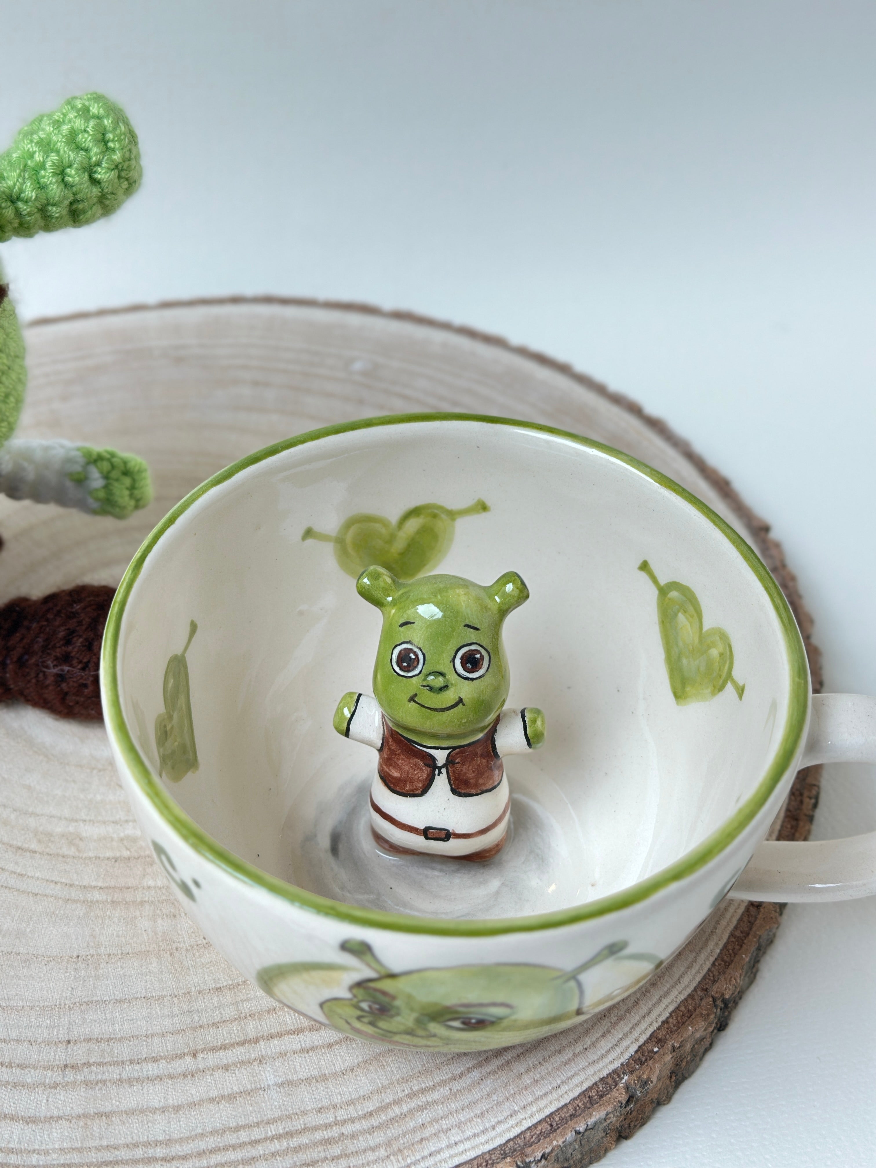 Shrek mug and toy handmade