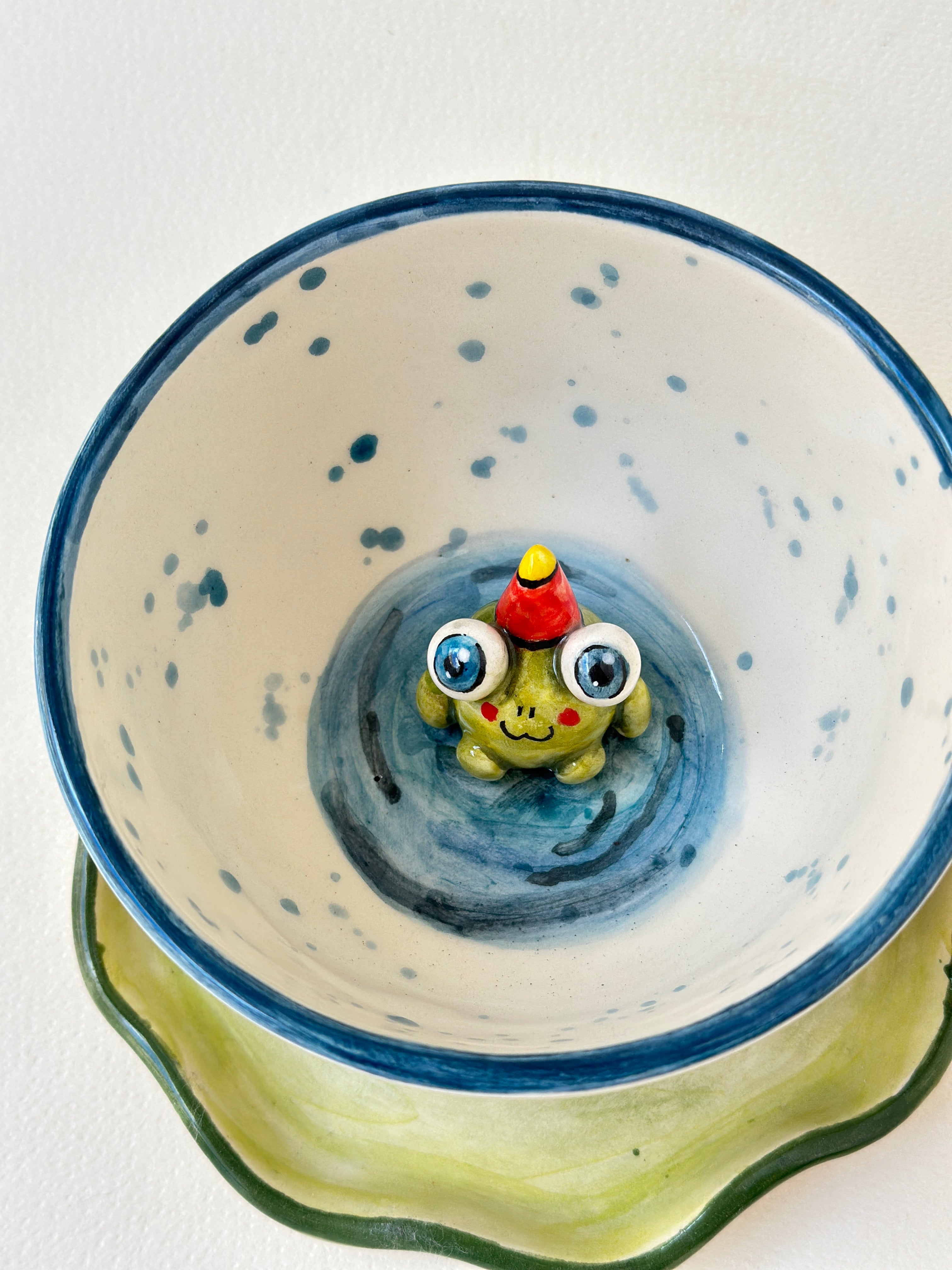 Frog handmade mug and plate