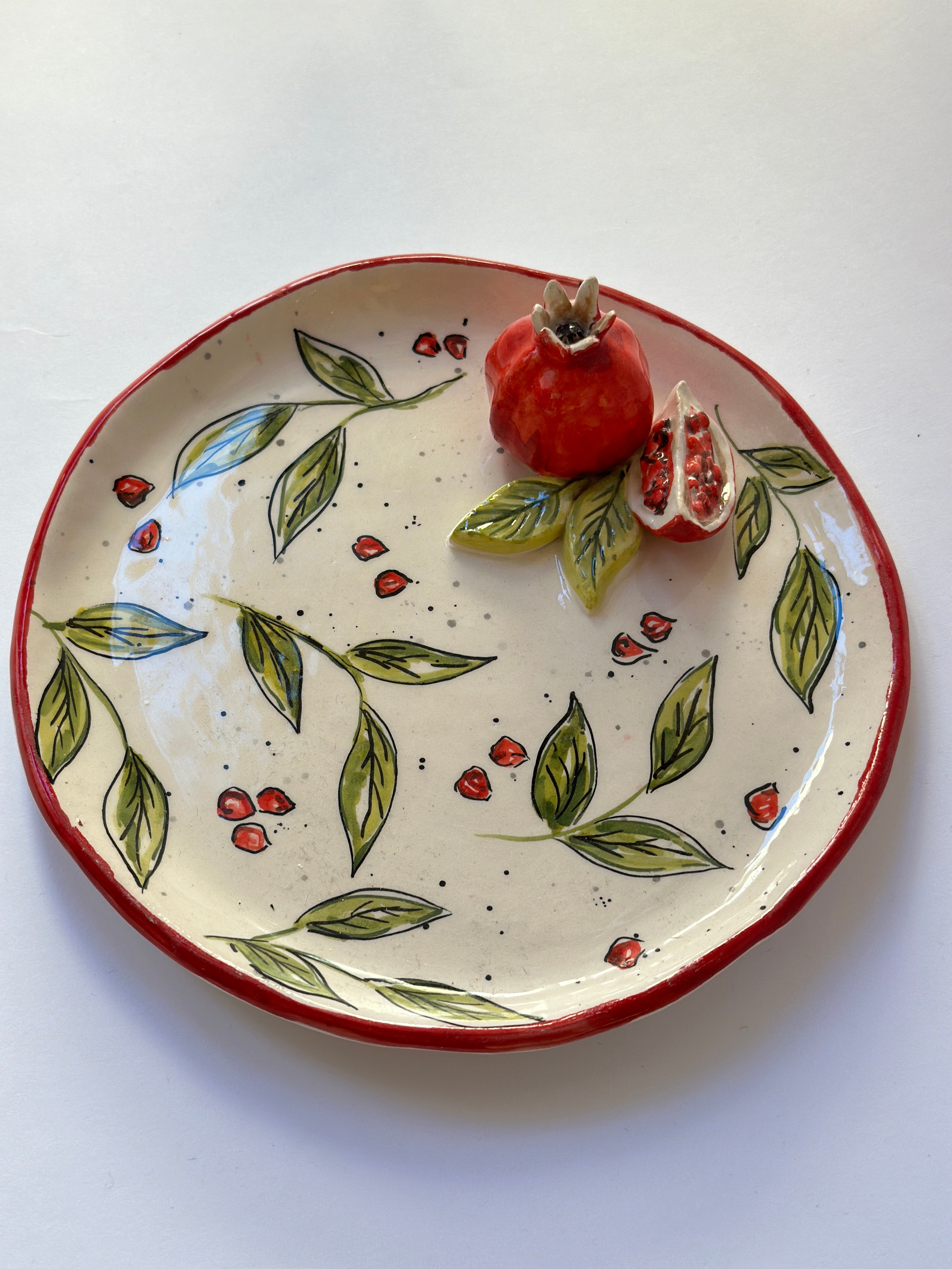 Pomegranate handmade plate