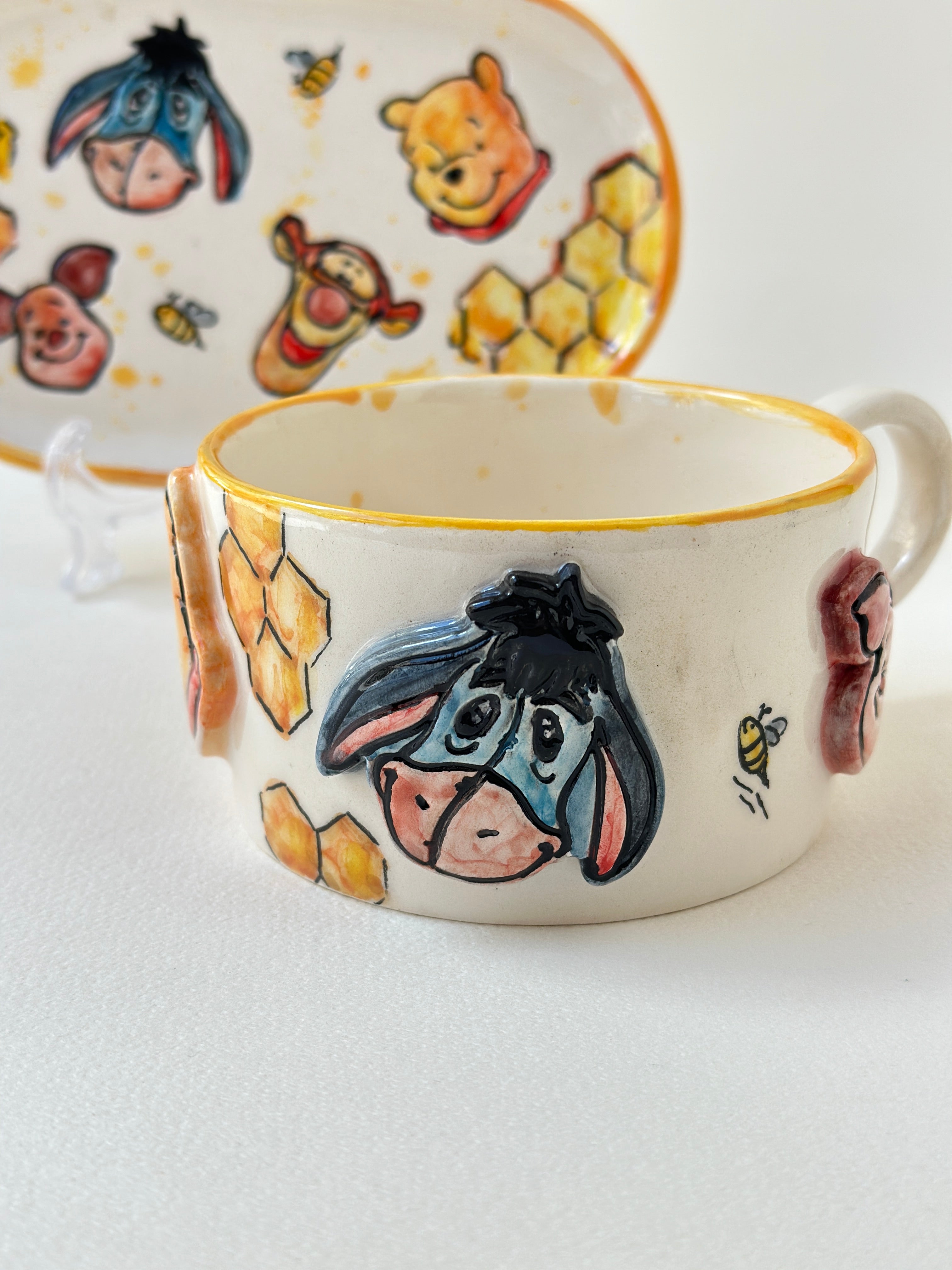 Winni The Pooh handmade plate and mug