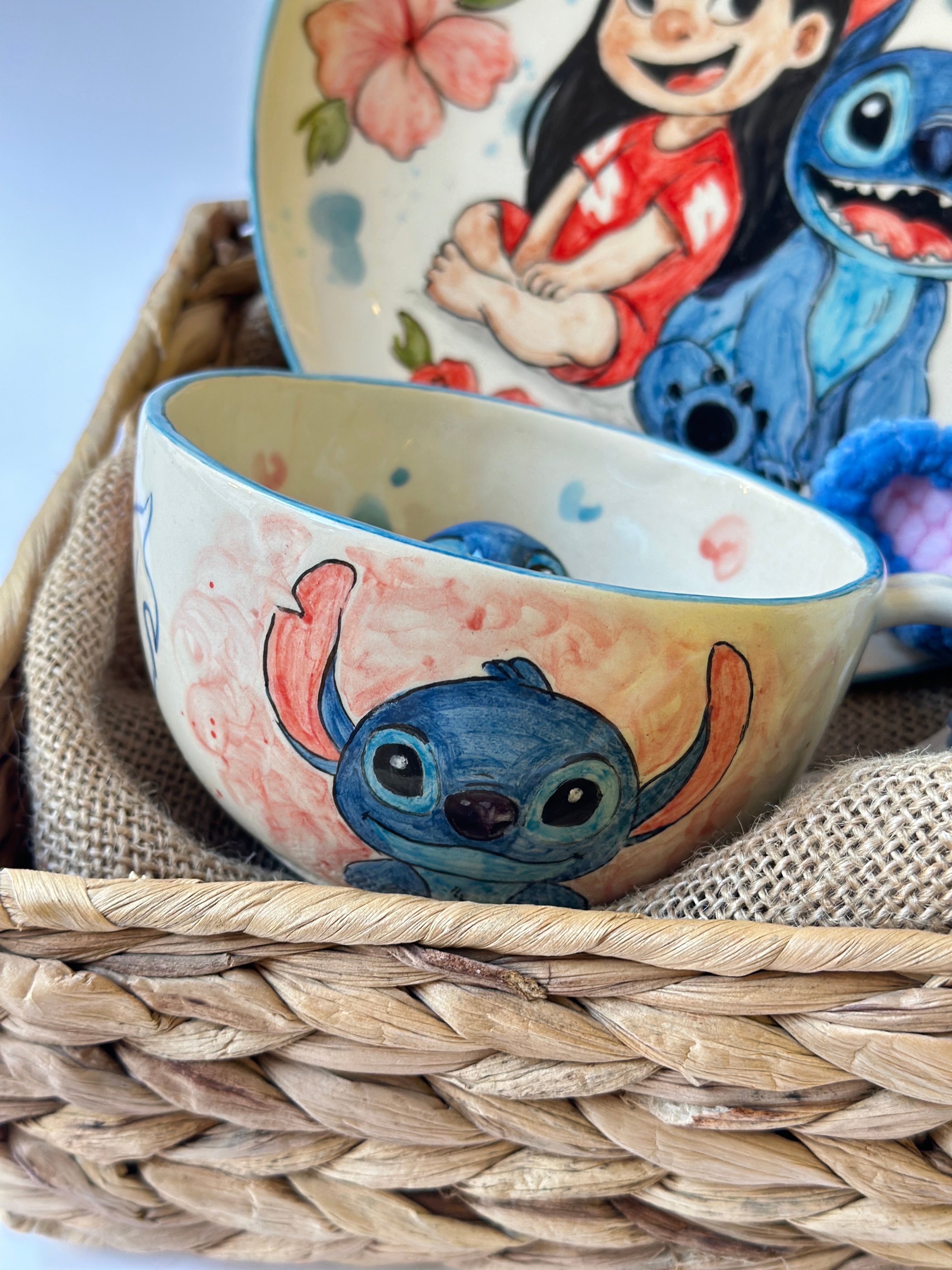 Stitch handmade gift box (plate,mug,keychan)