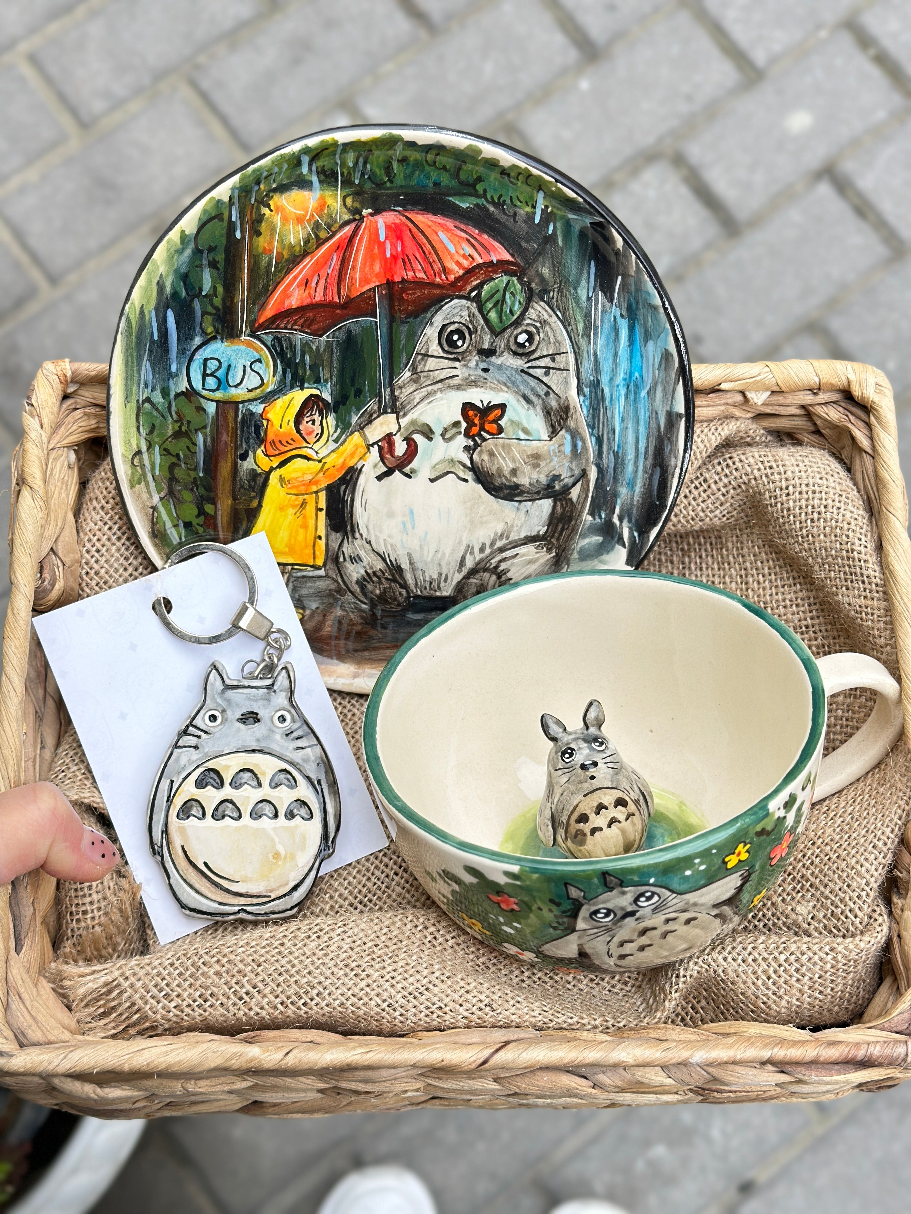 Totoro handmade gift box ( plate, mug, keychain)