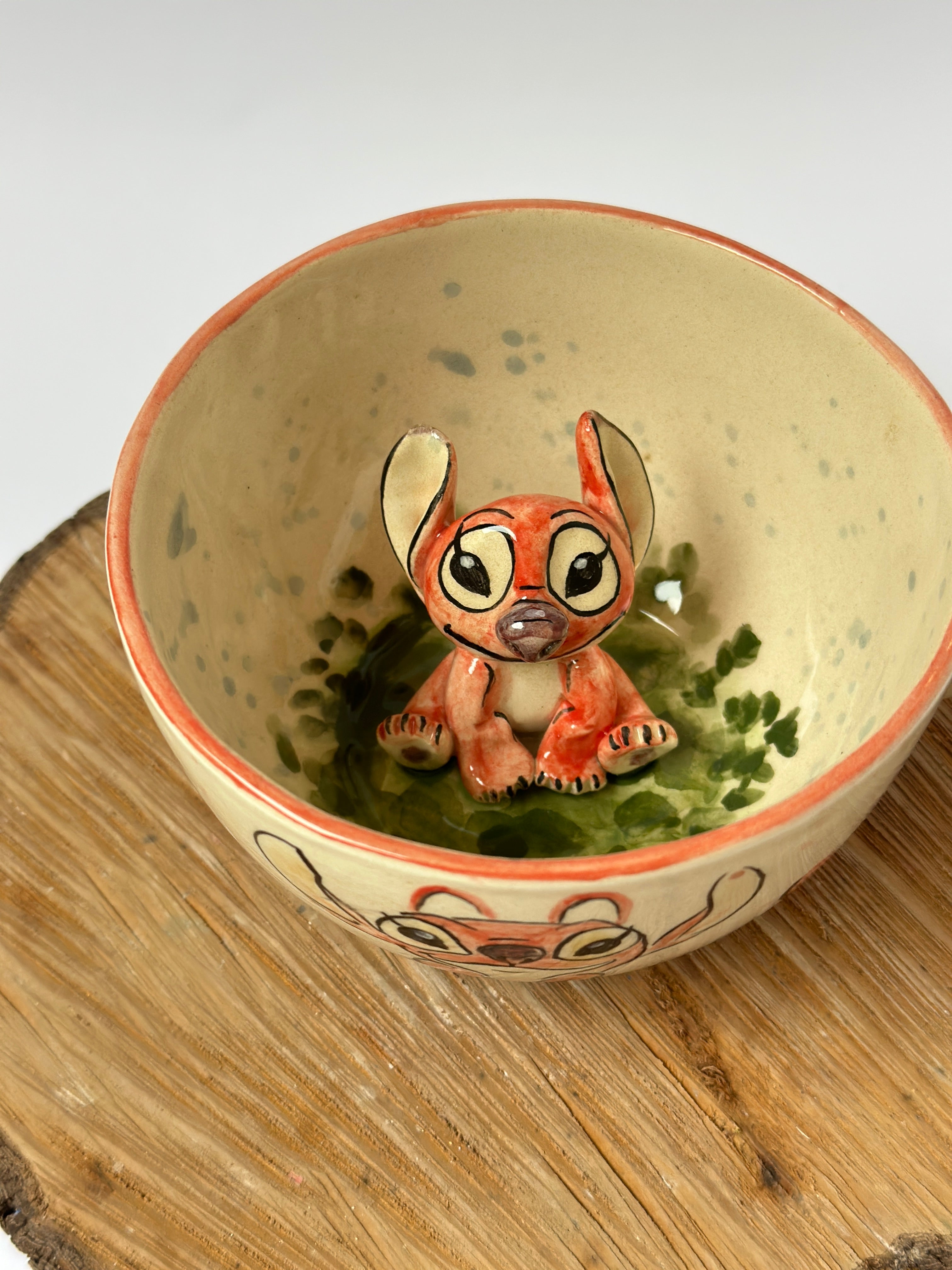 Stitch pink handmade mug