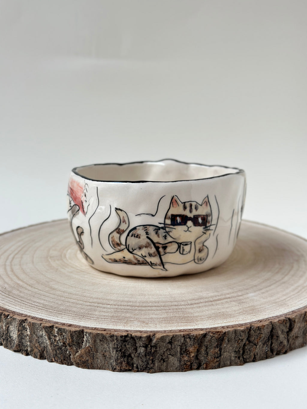 Cat handmade bowl
