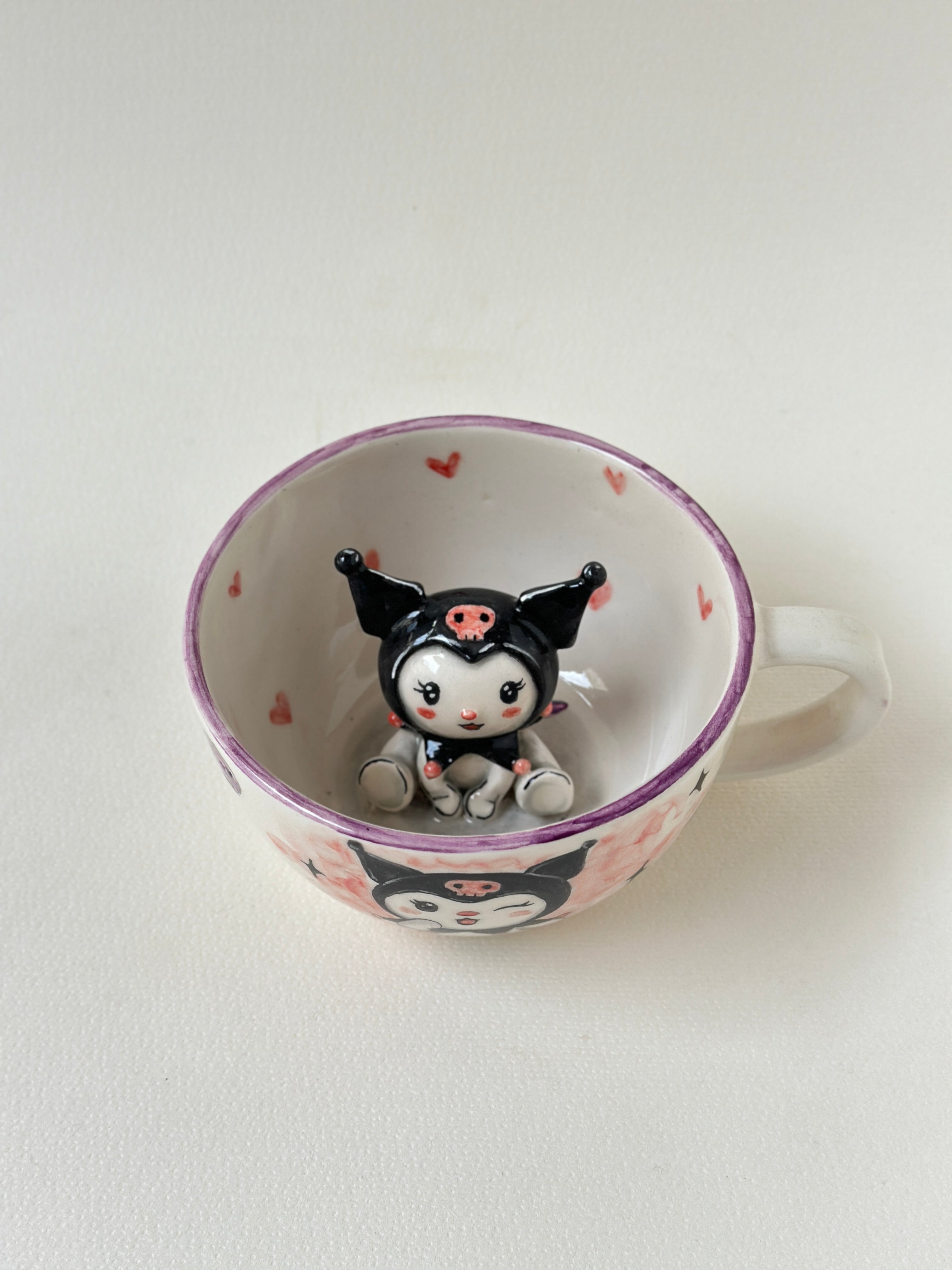 Black cat witch a black hat handmade mug