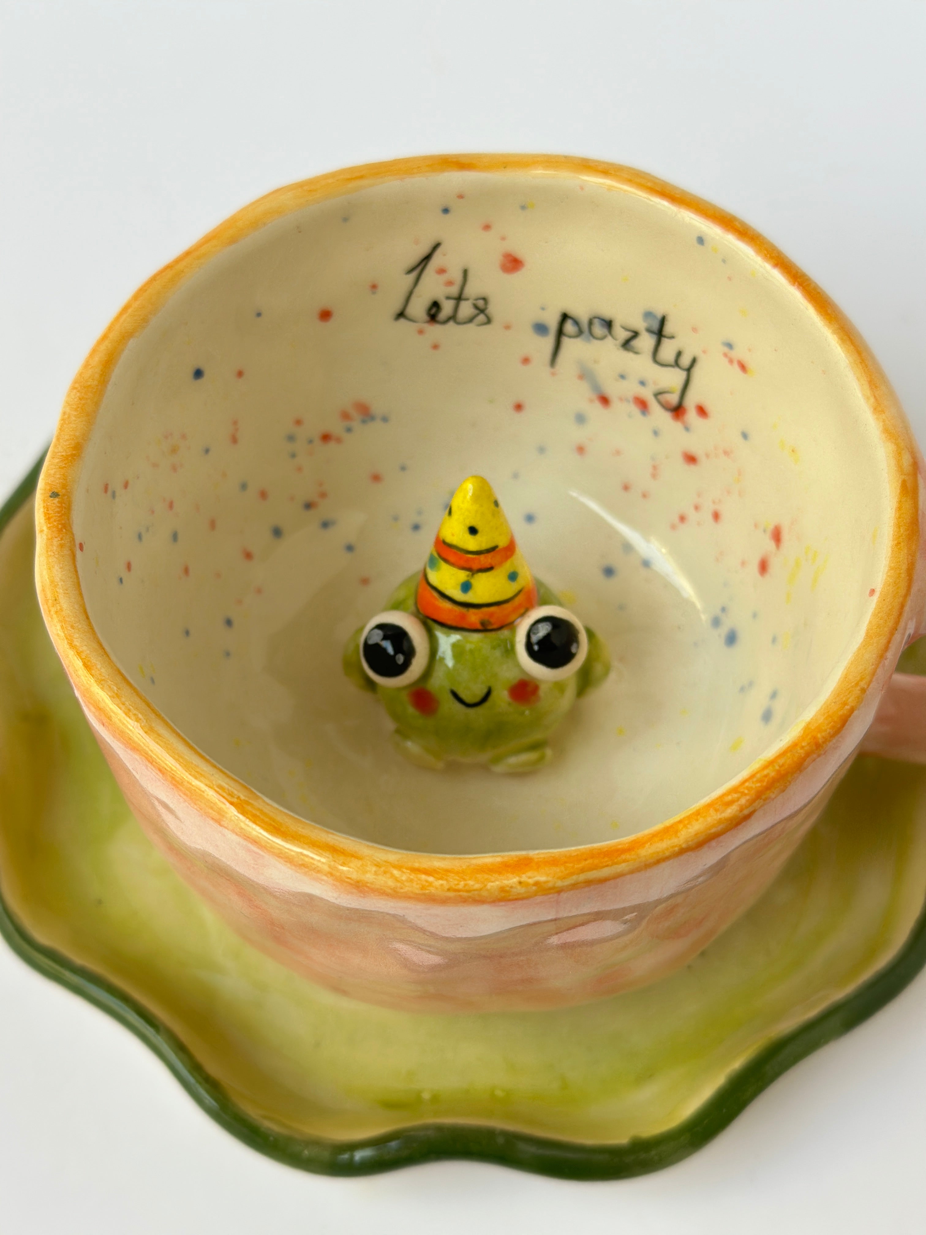 Frog handmade mug and plate