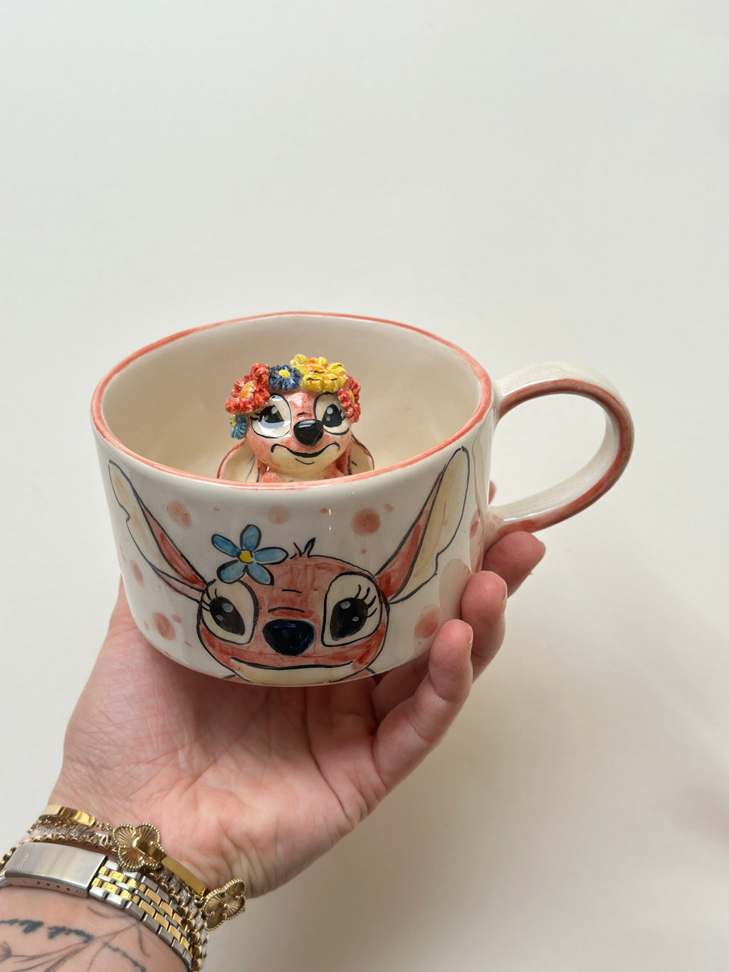 Pink Stitch handmade mug