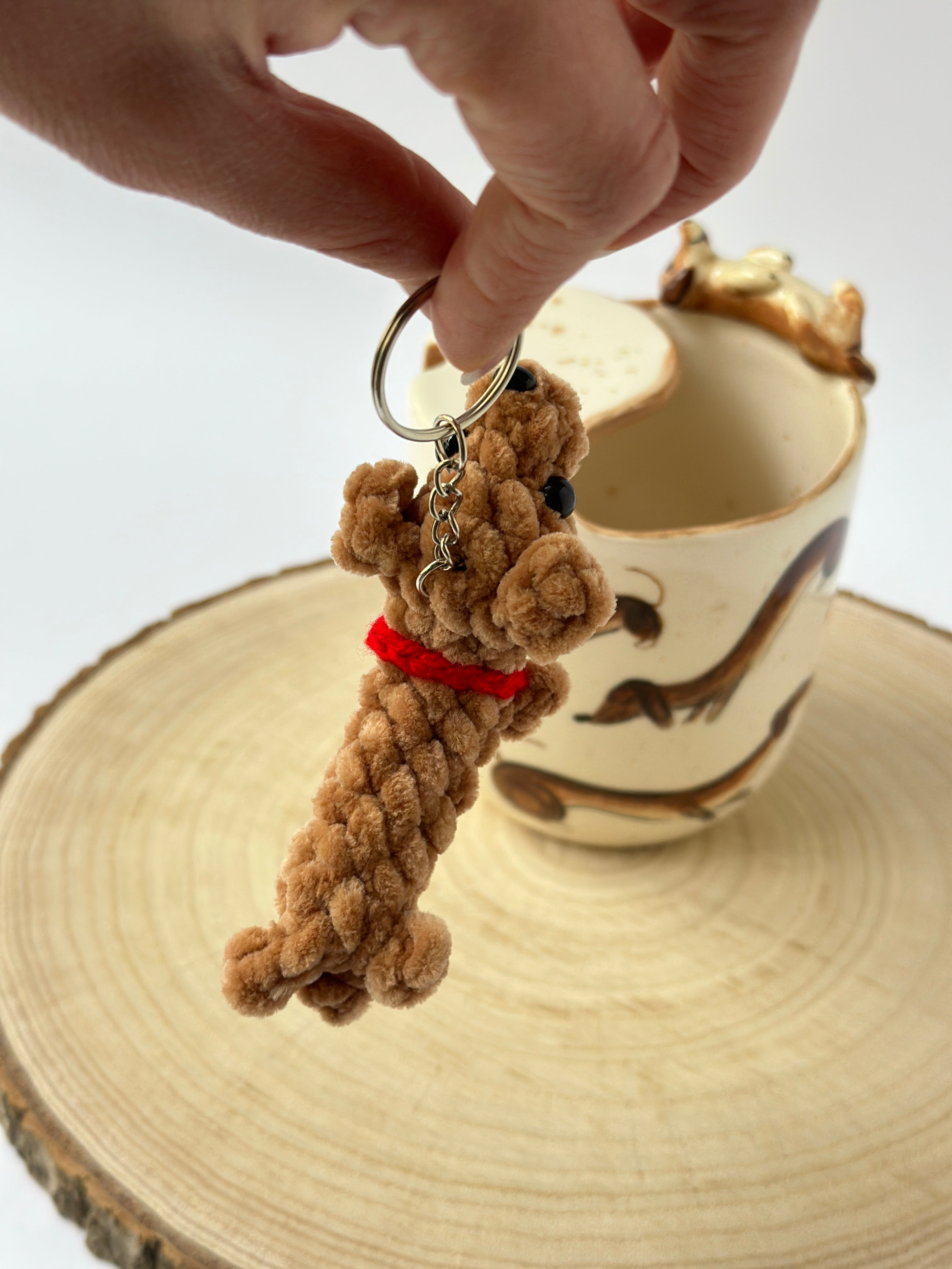 Dachshund handmade takeaway mug and soft keychain
