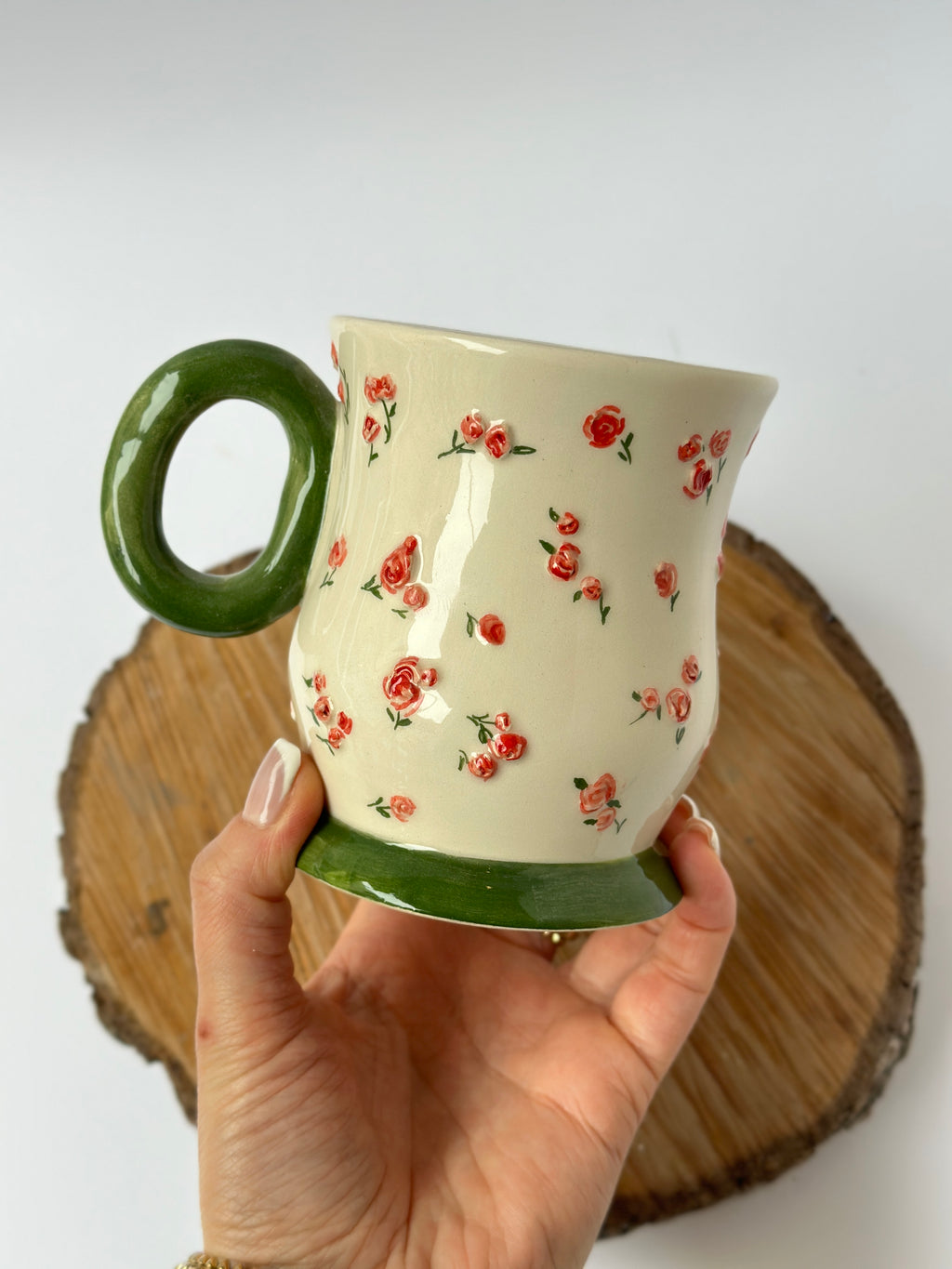 Handmade mug flowers roses