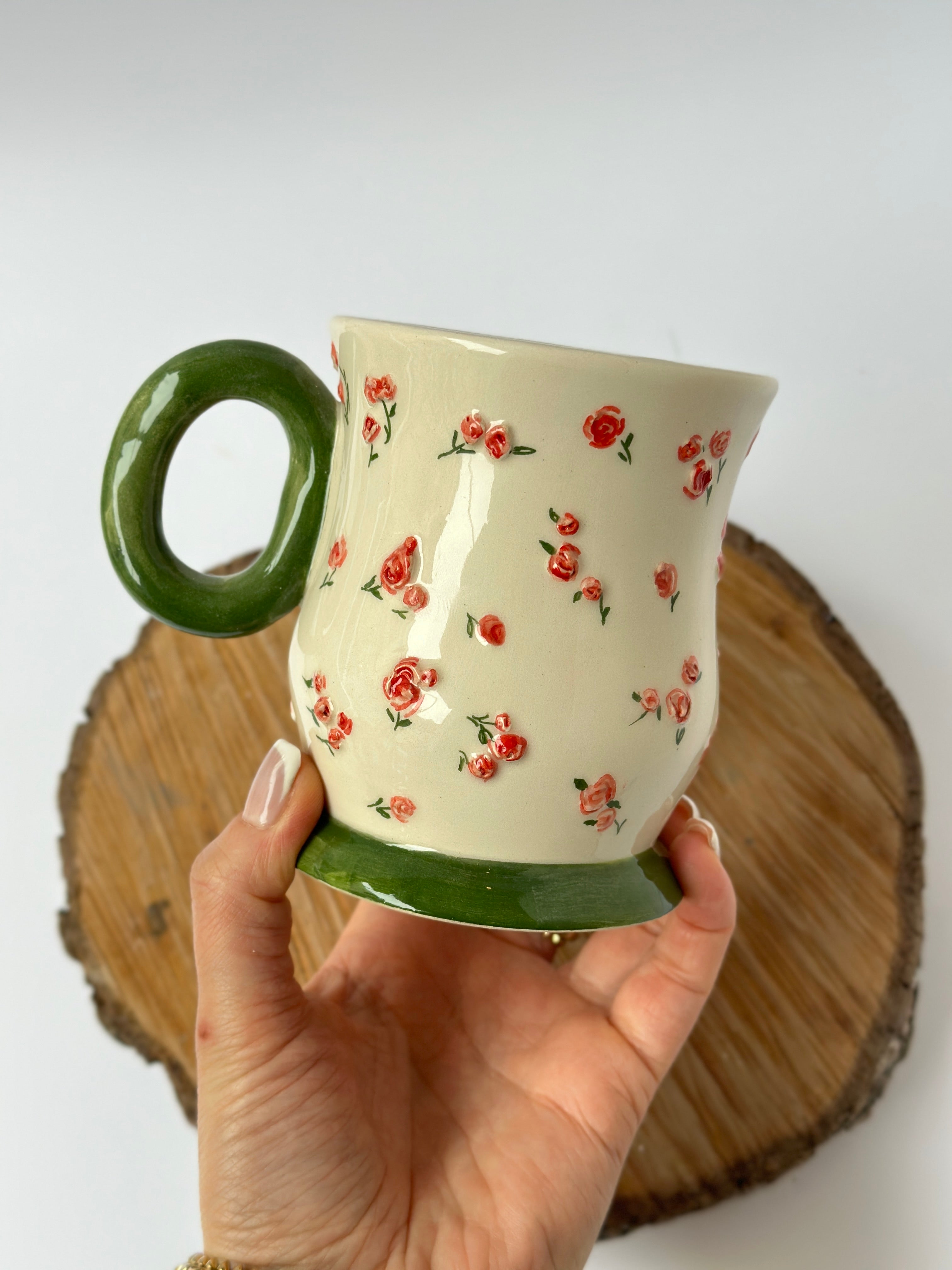 Handmade mug flowers roses