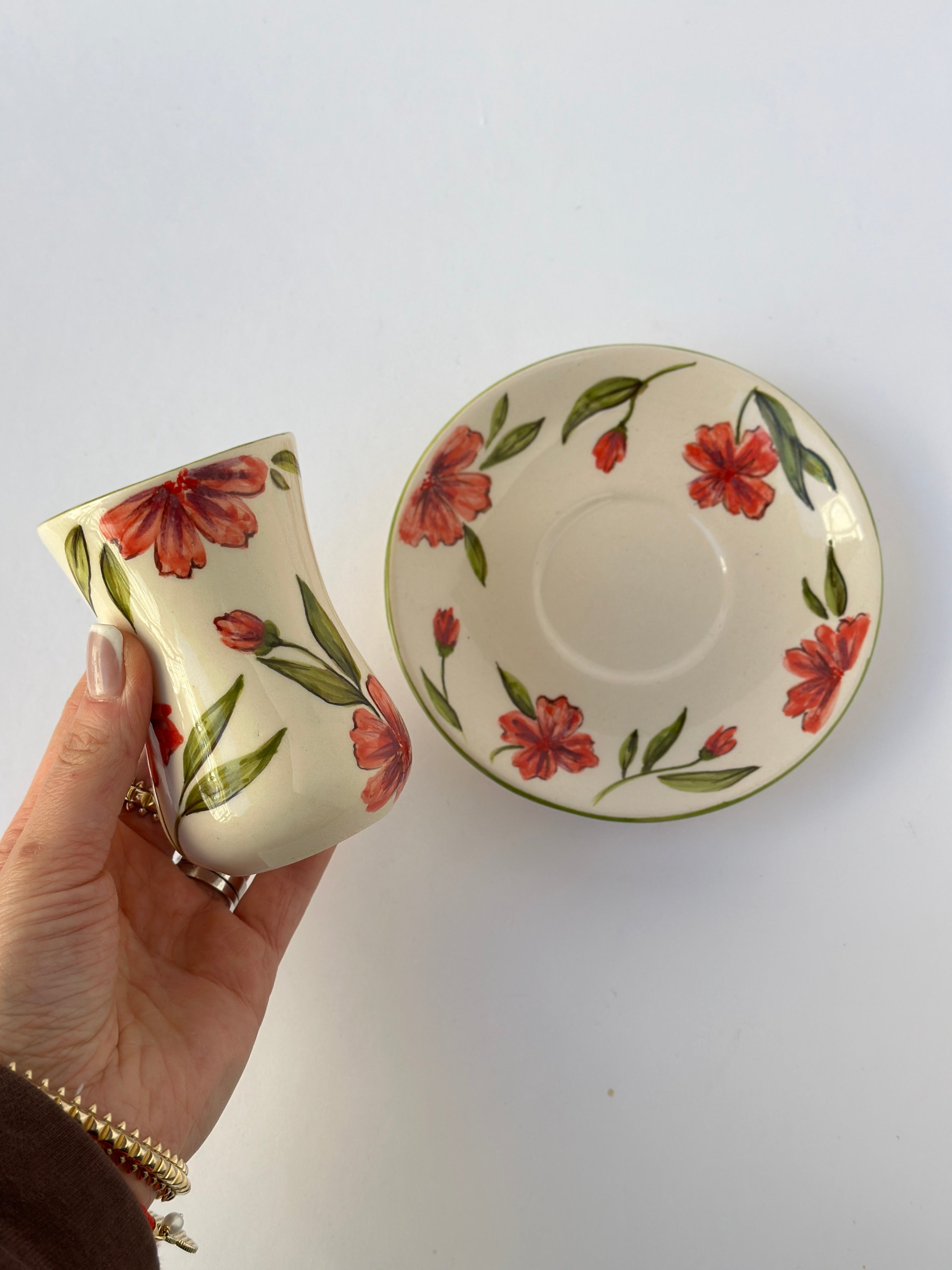 Handmade Tea set mug and plate