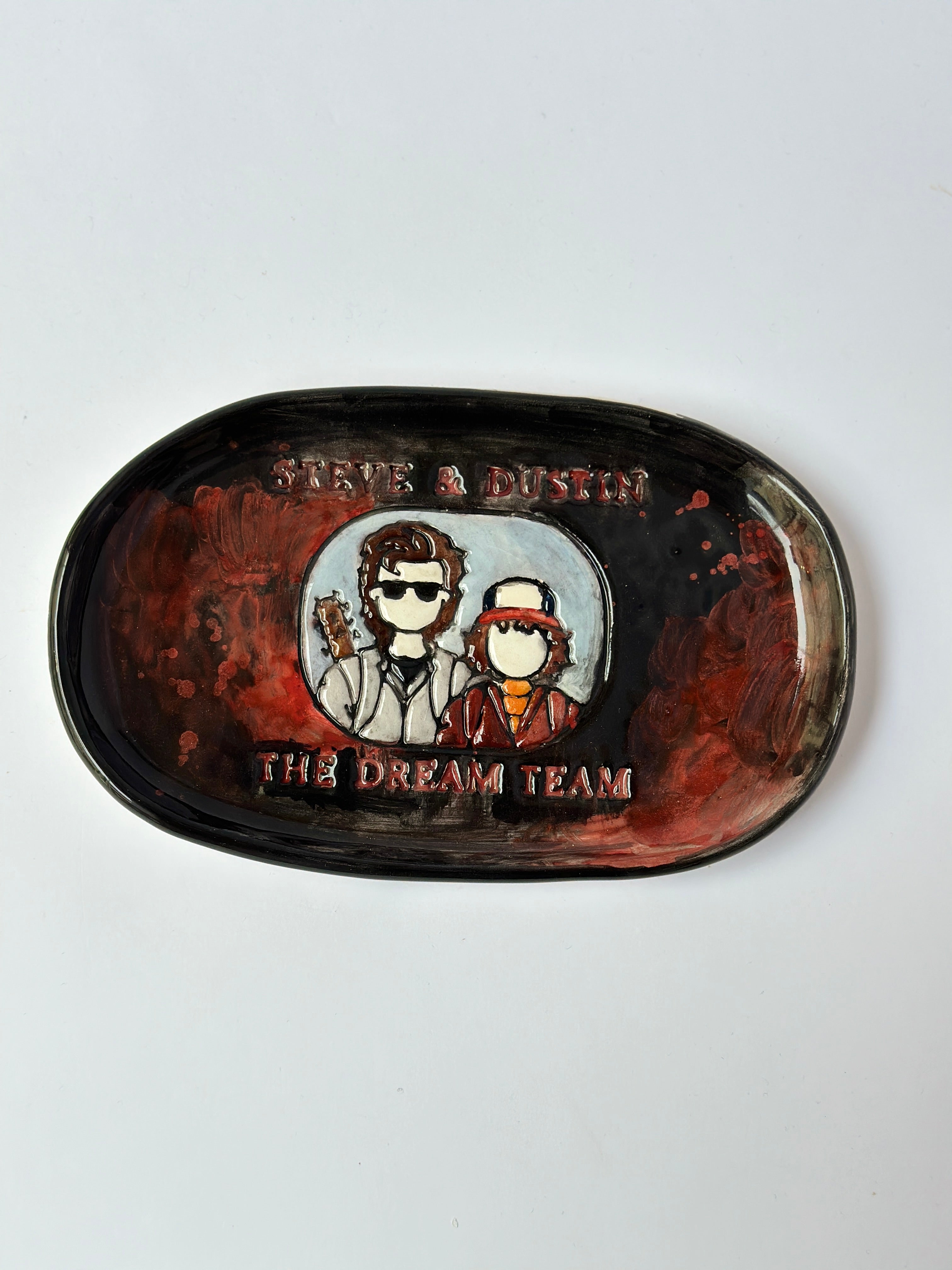 Stranger things “Steve and Dustin” handmade plate