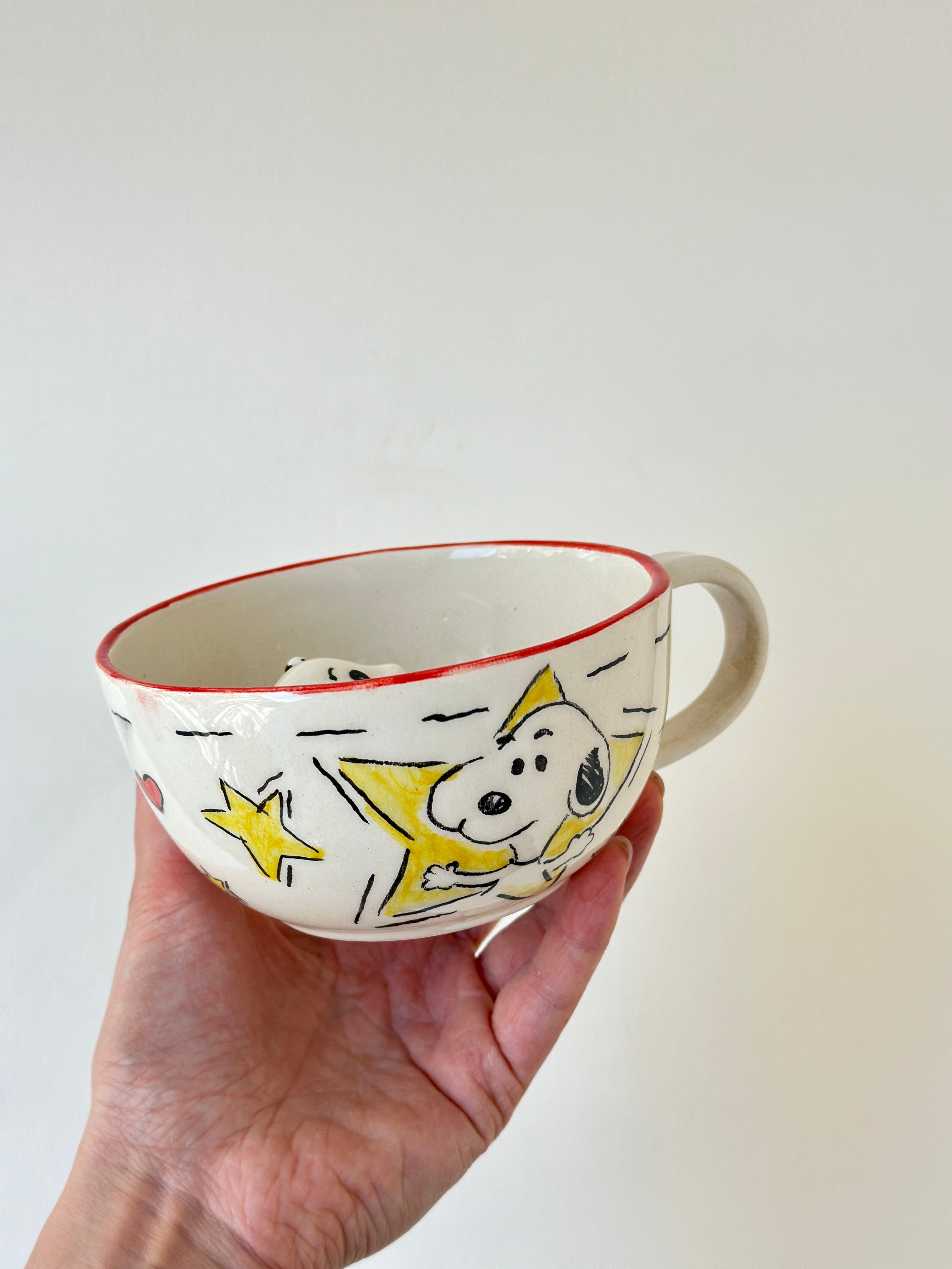 White dog handmade mug