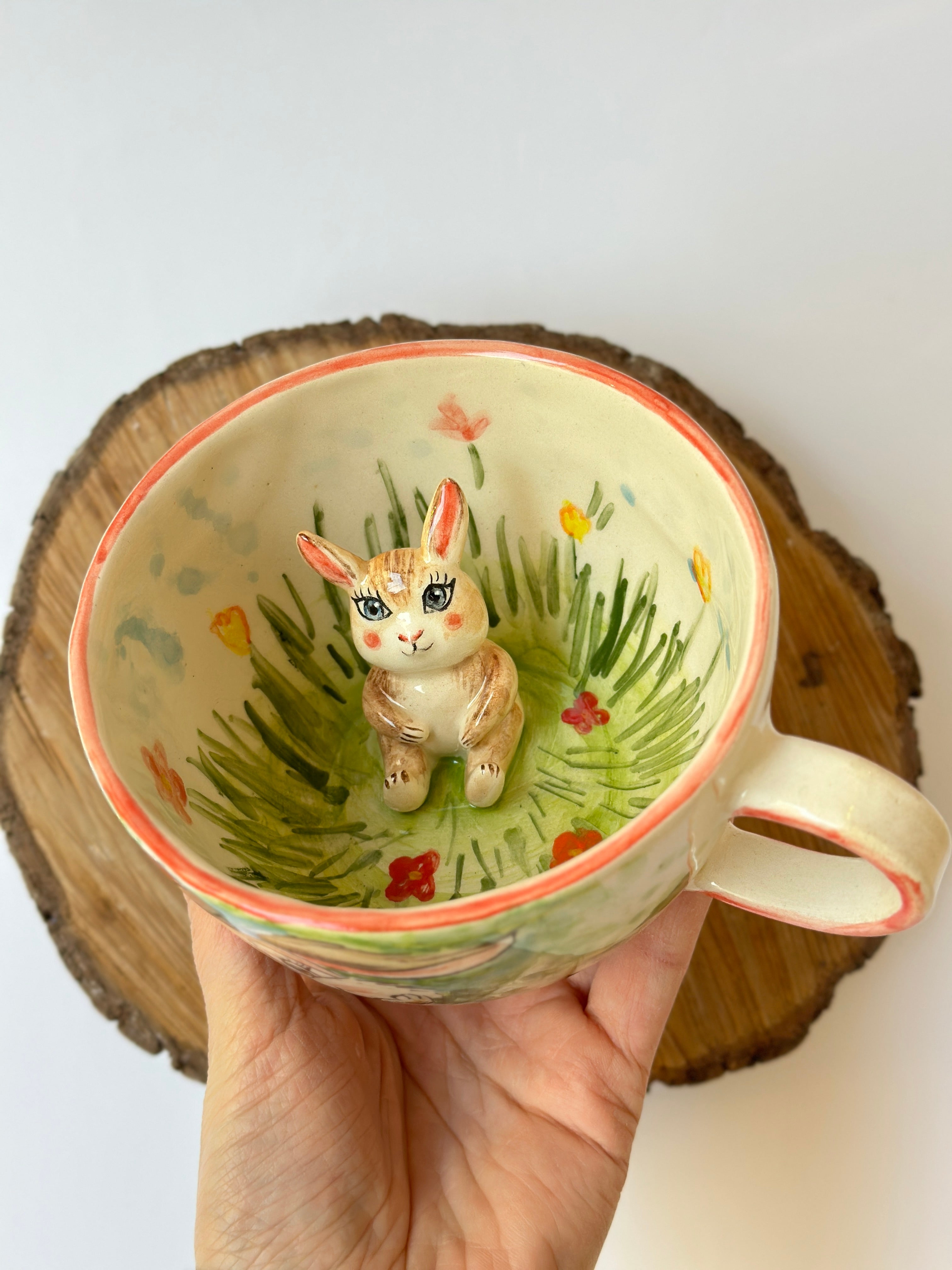 Rabbit handmade mug
