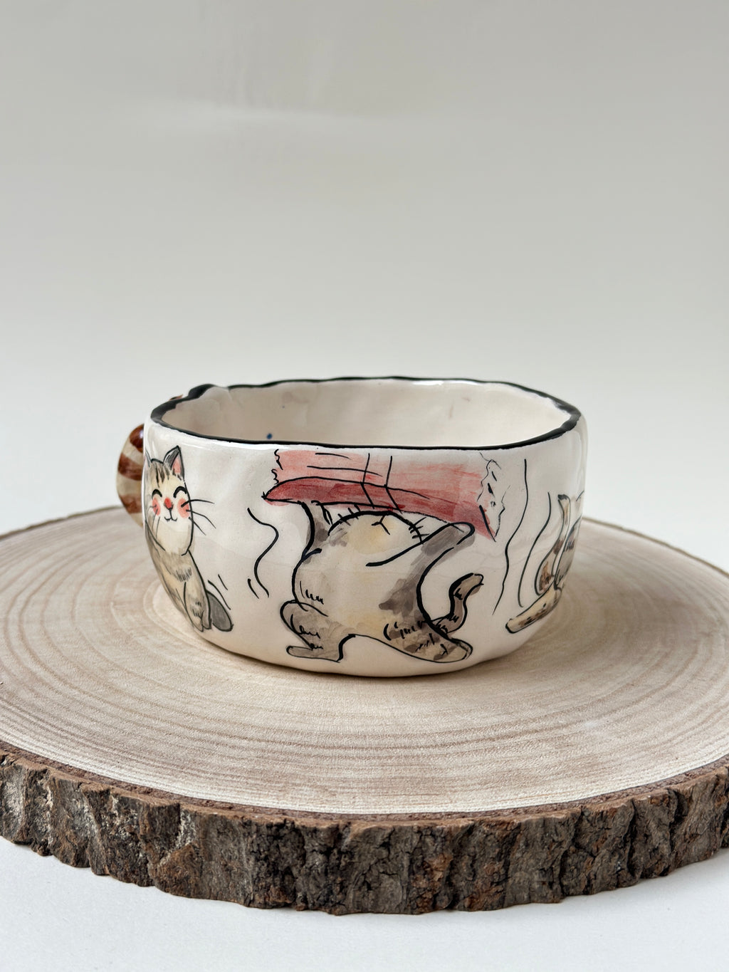 Cat handmade bowl