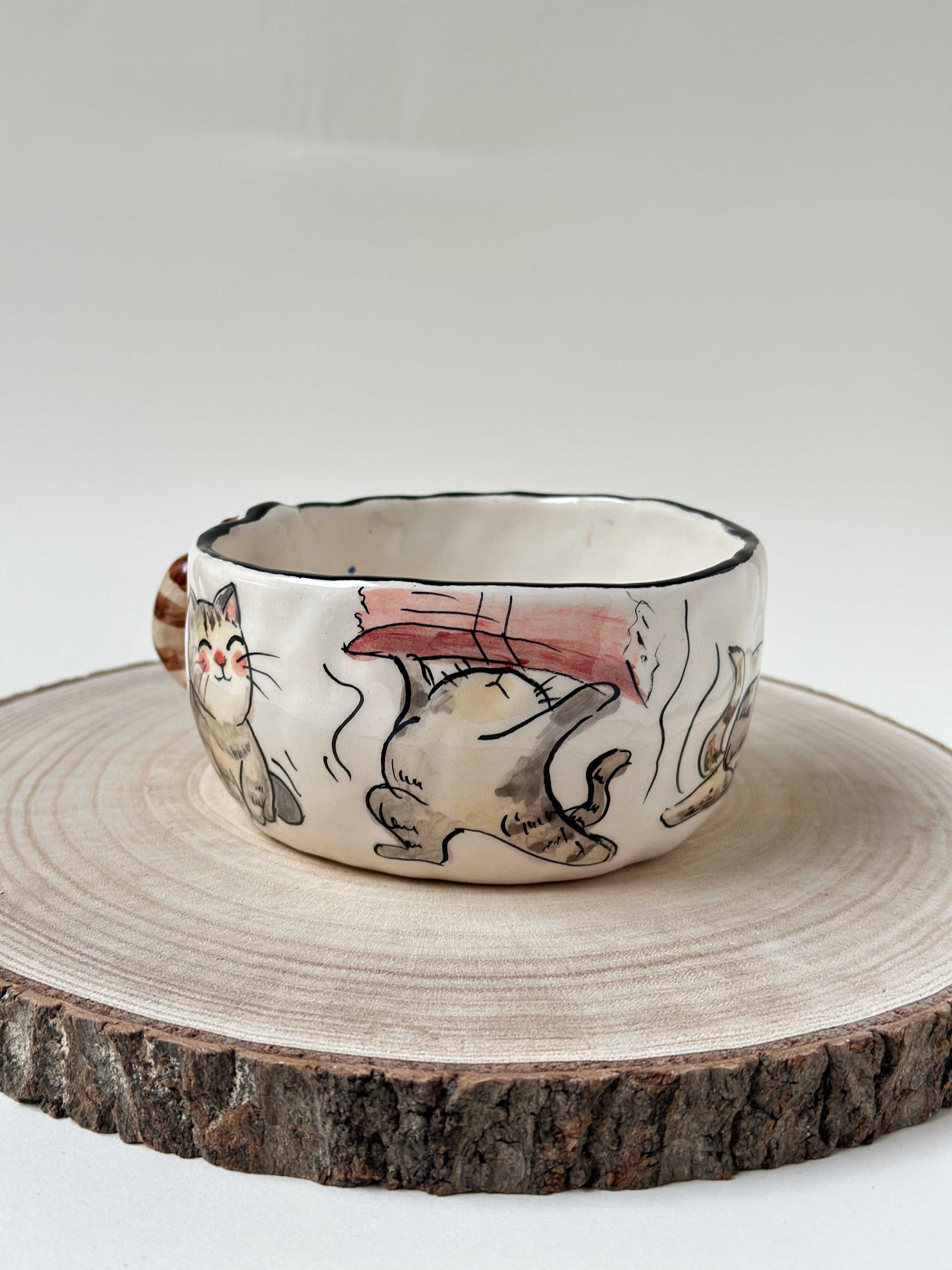 Cat handmade bowl
