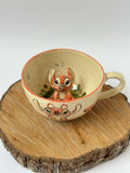 Stitch pink handmade mug