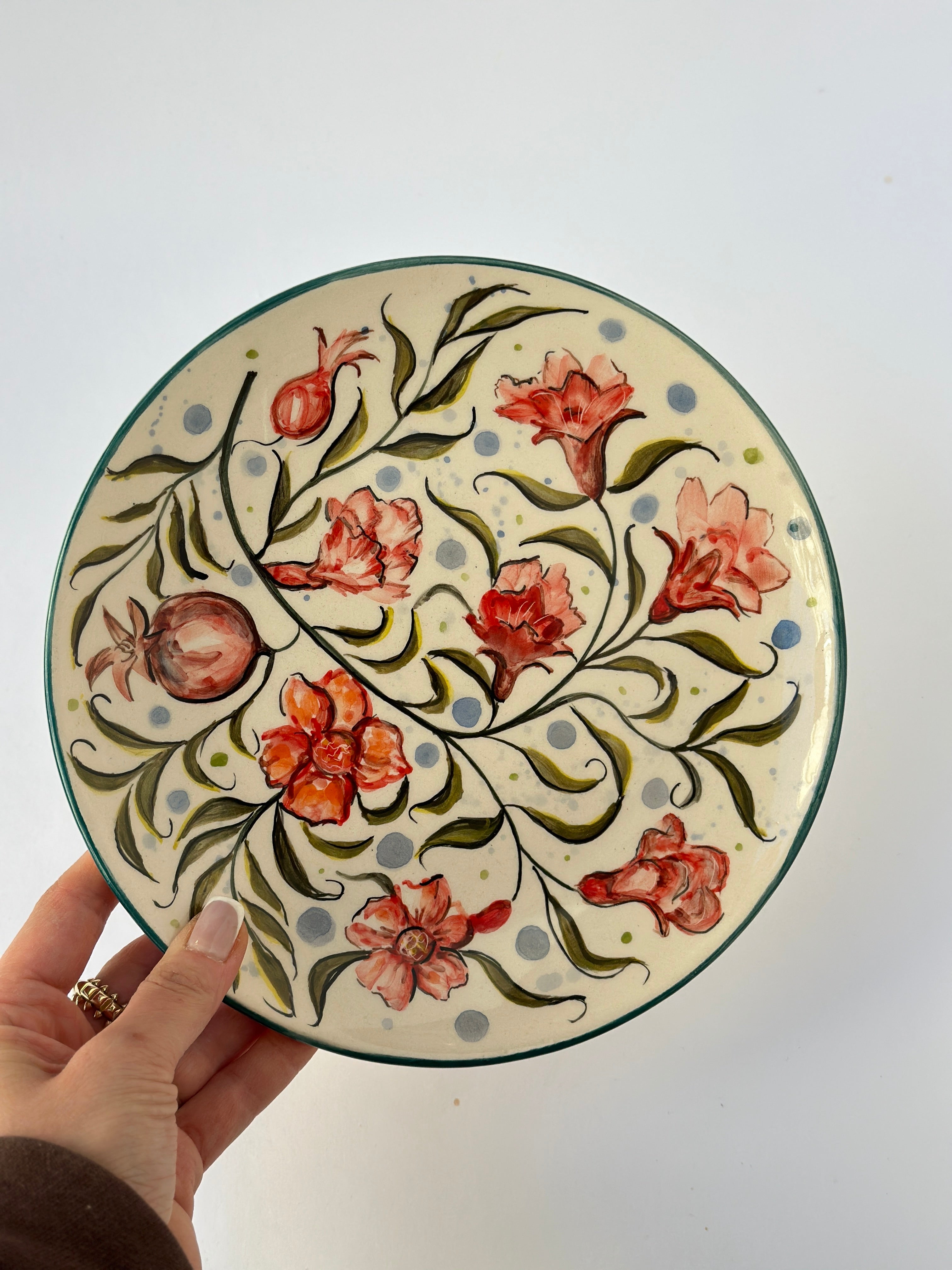 Handmade plate pomegranate ✨ size 22sm