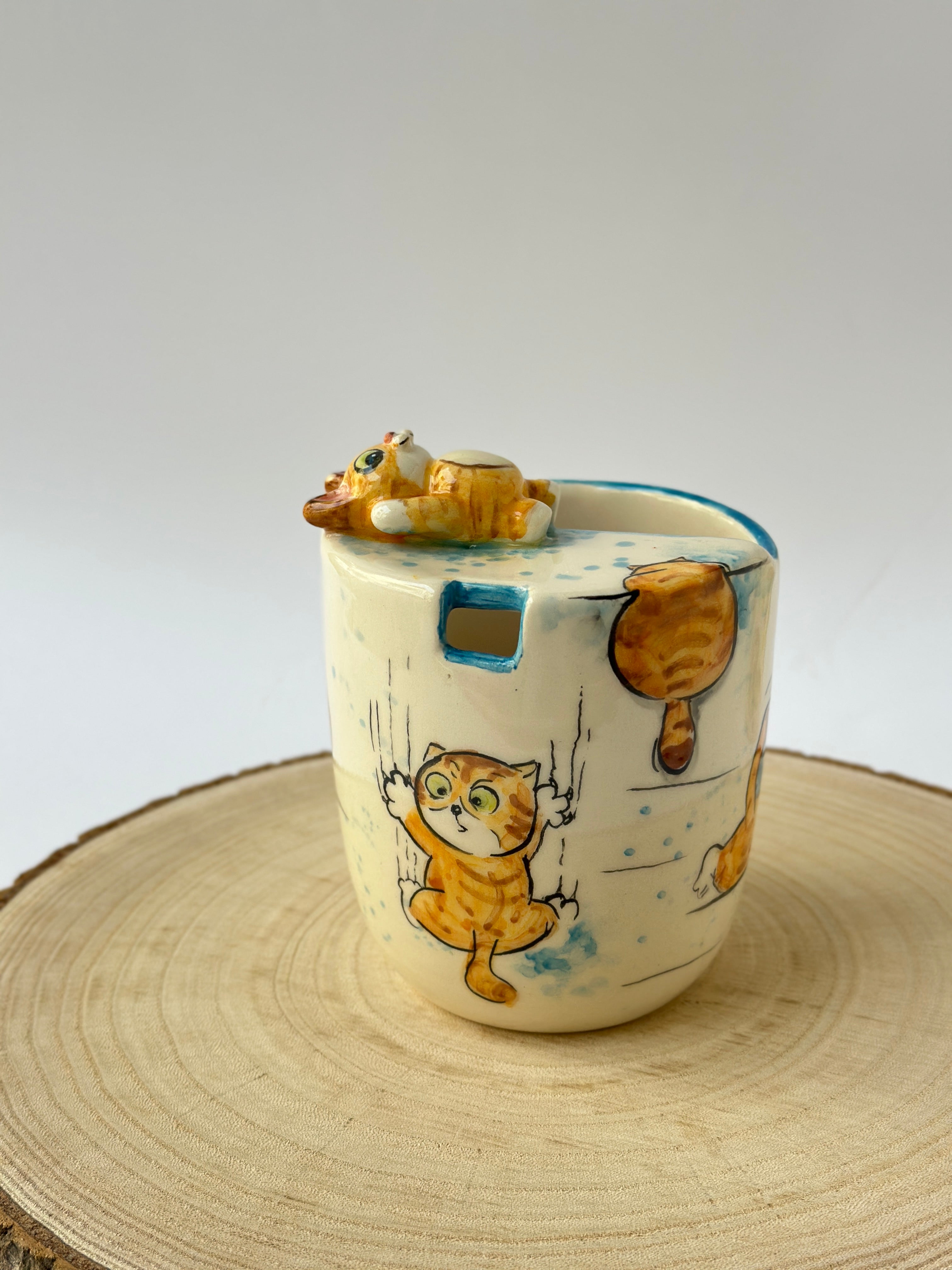 Cat handmade takeaway mug
