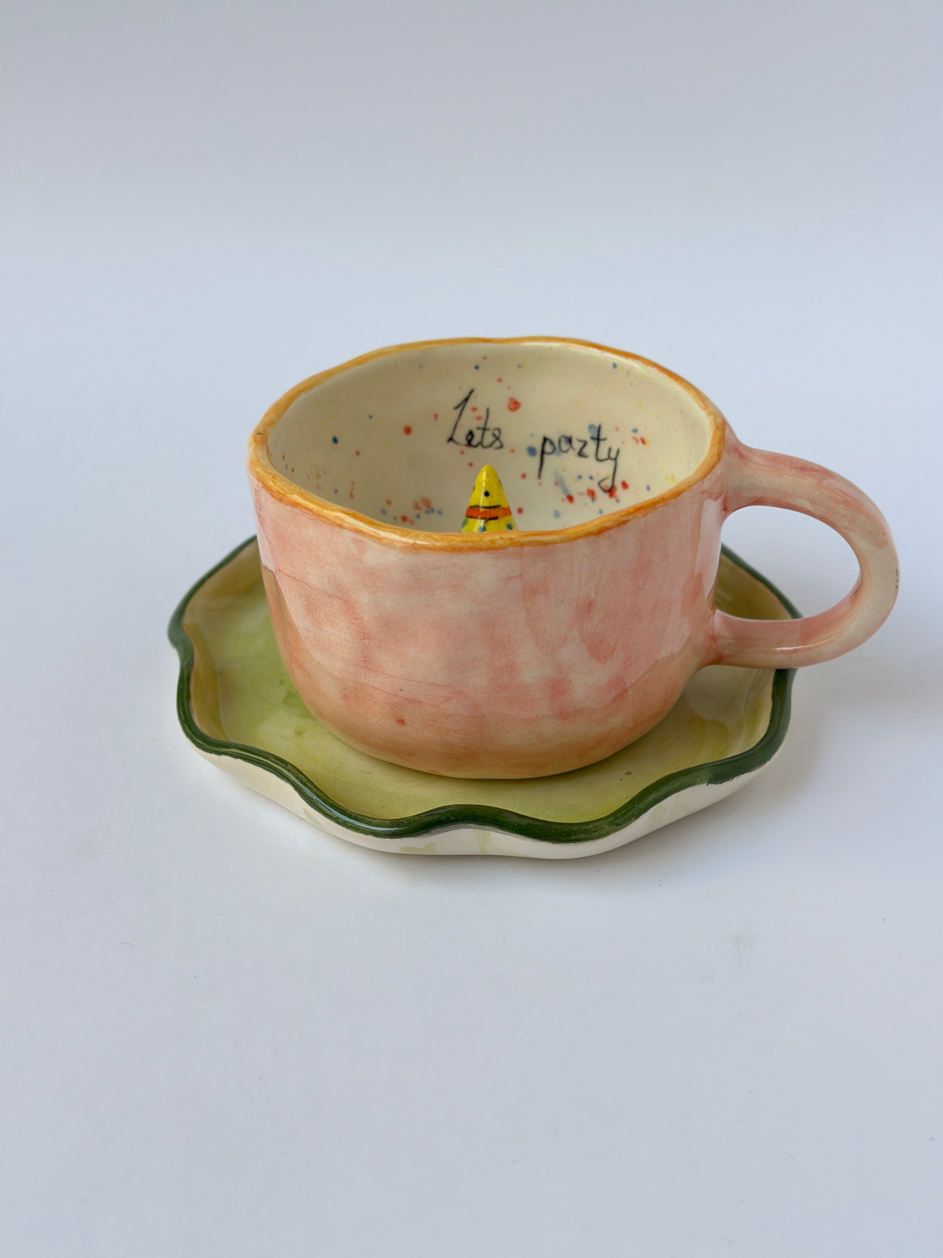 Frog handmade mug and plate