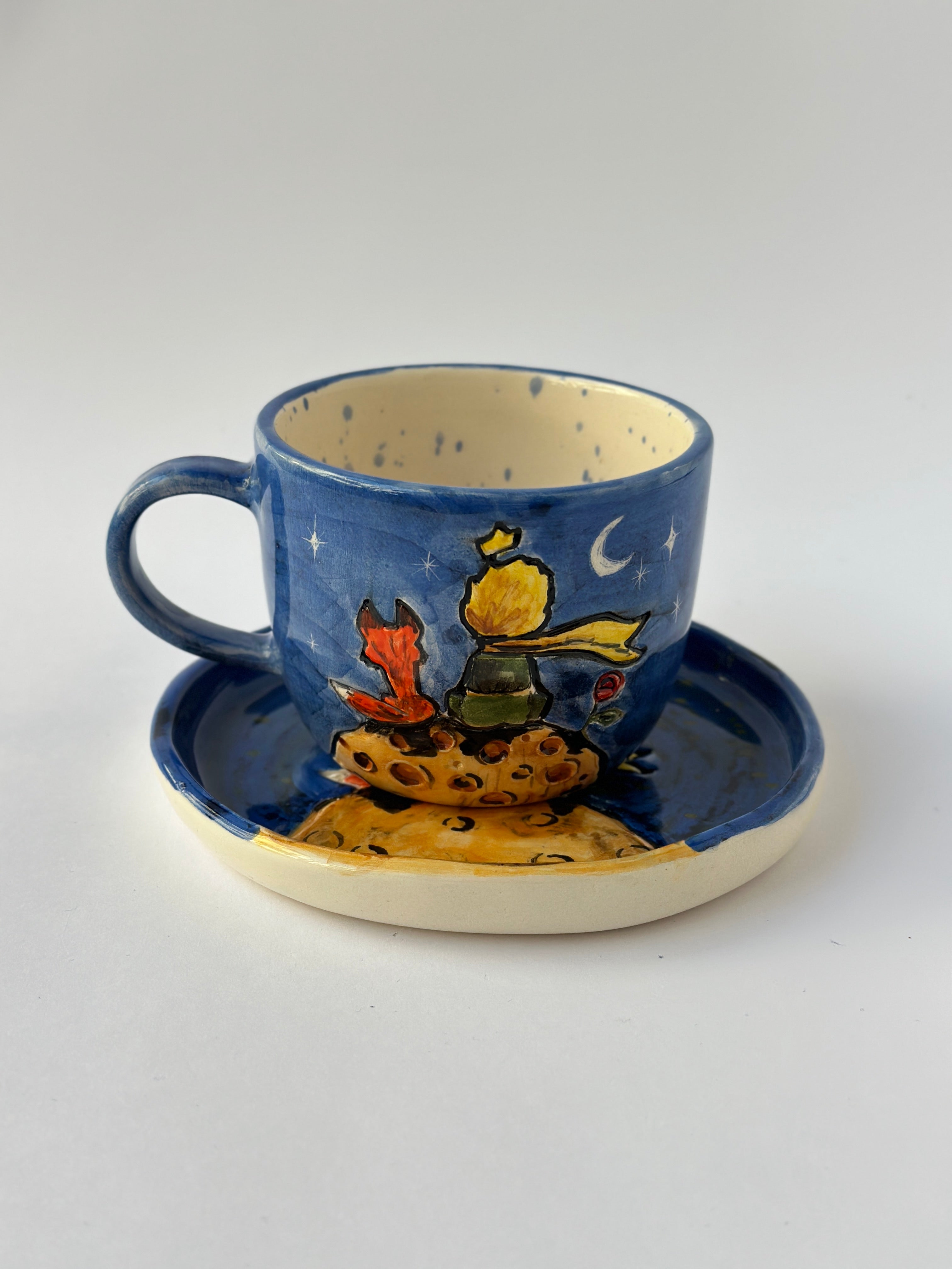 Little Prince handmade mug and plate