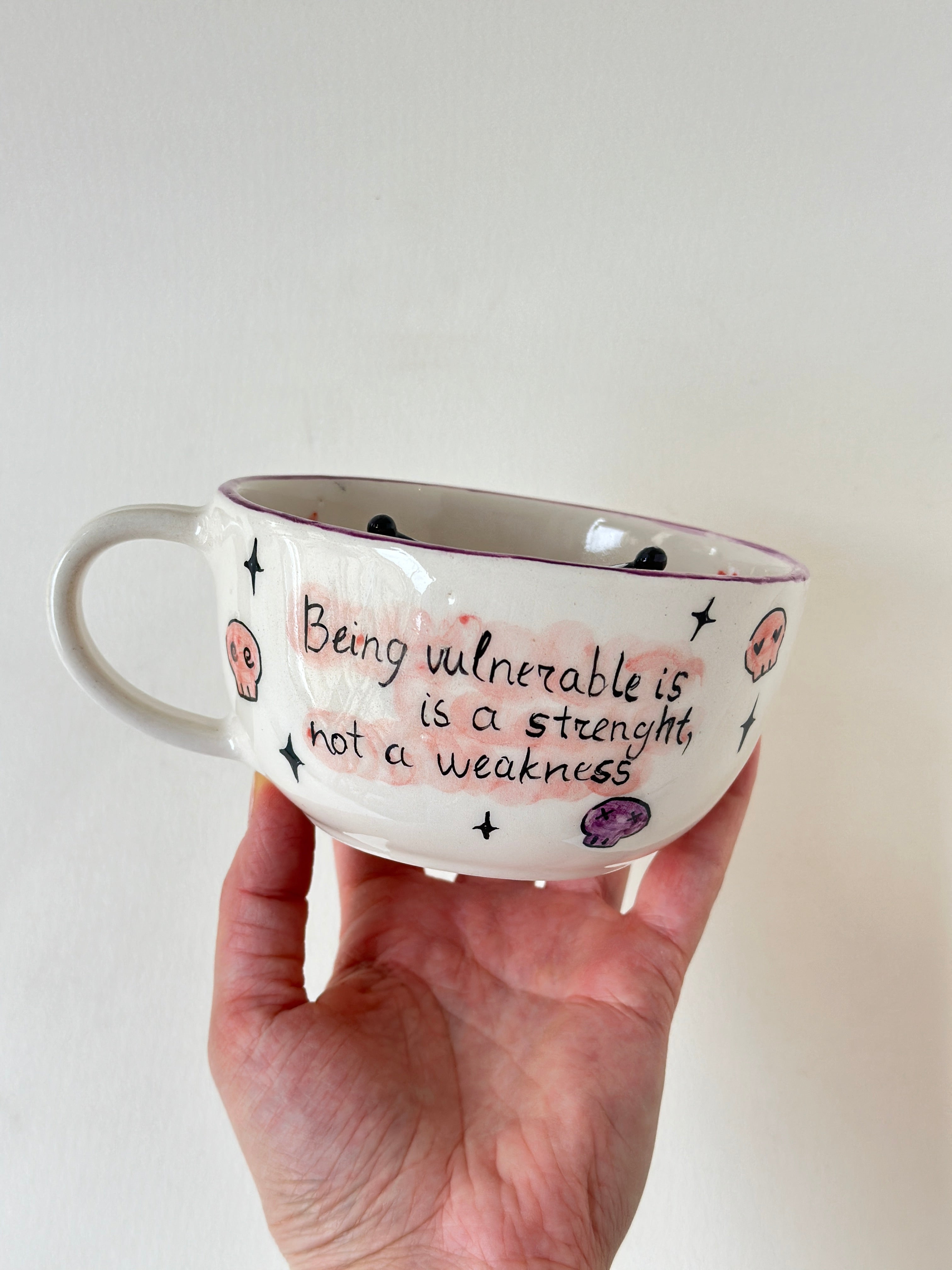 Black cat witch a black hat handmade mug