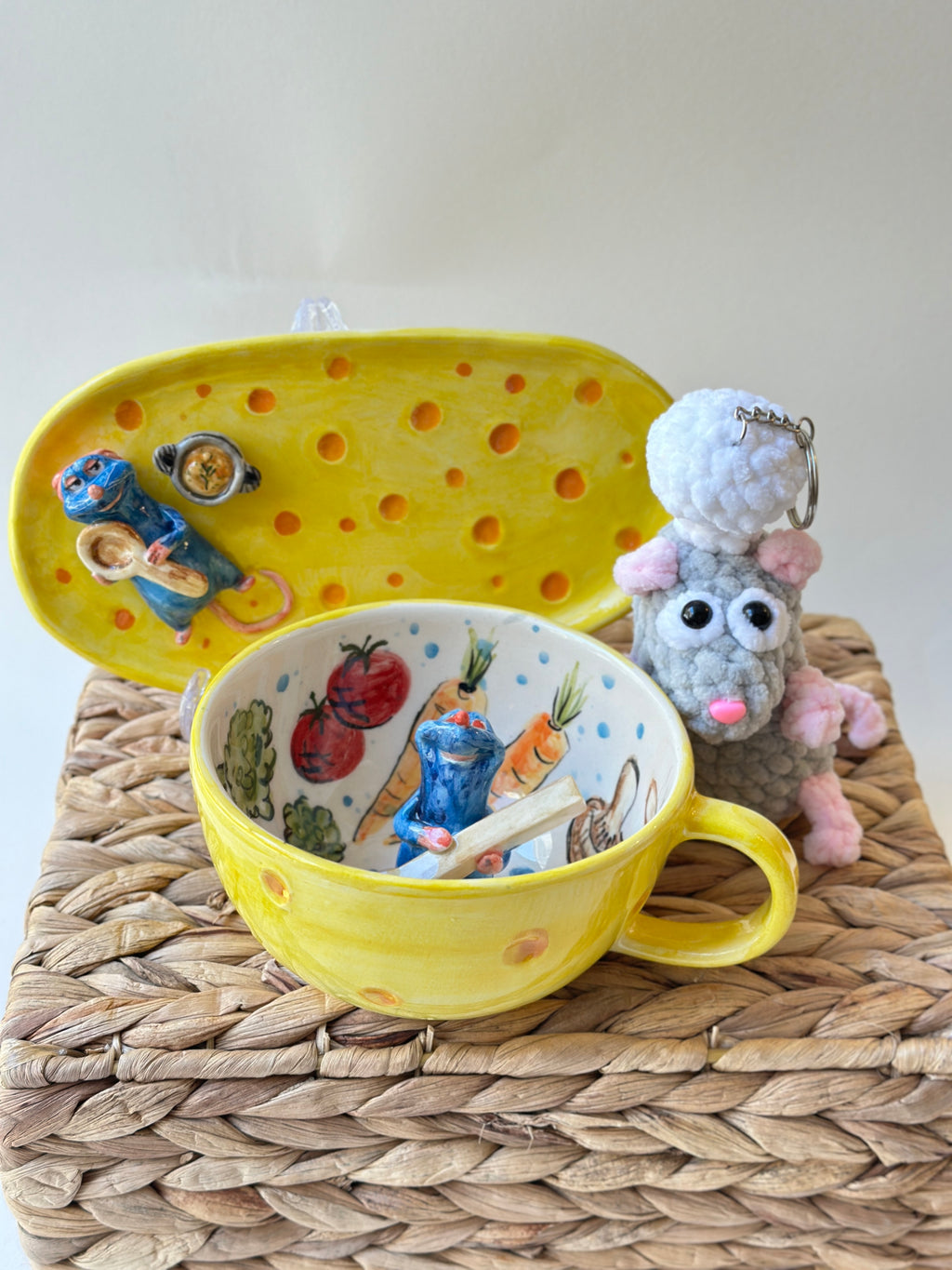 Ratatouille Remy handmade mug, plate and keychain